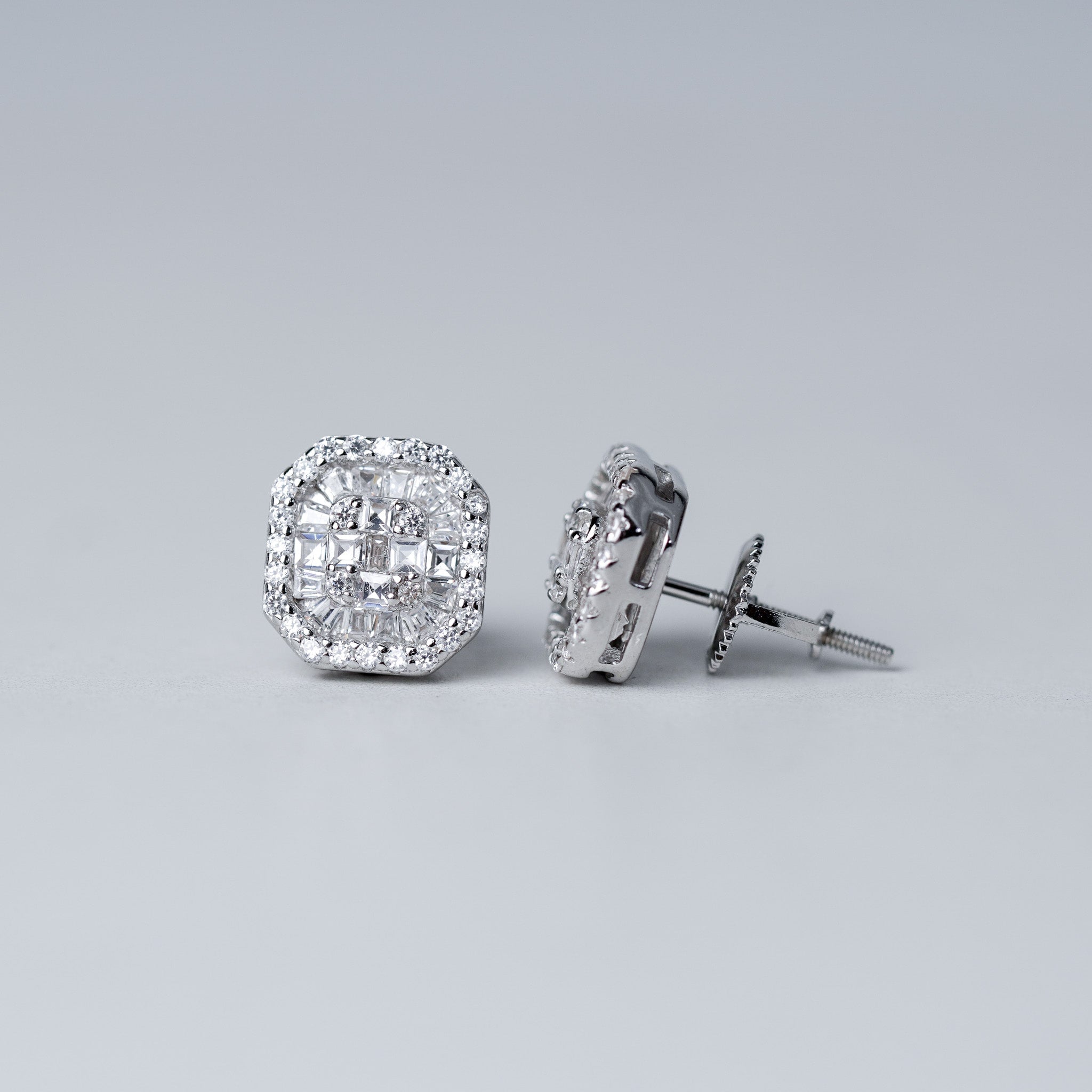 Octagon Earrings, Screwed-back
