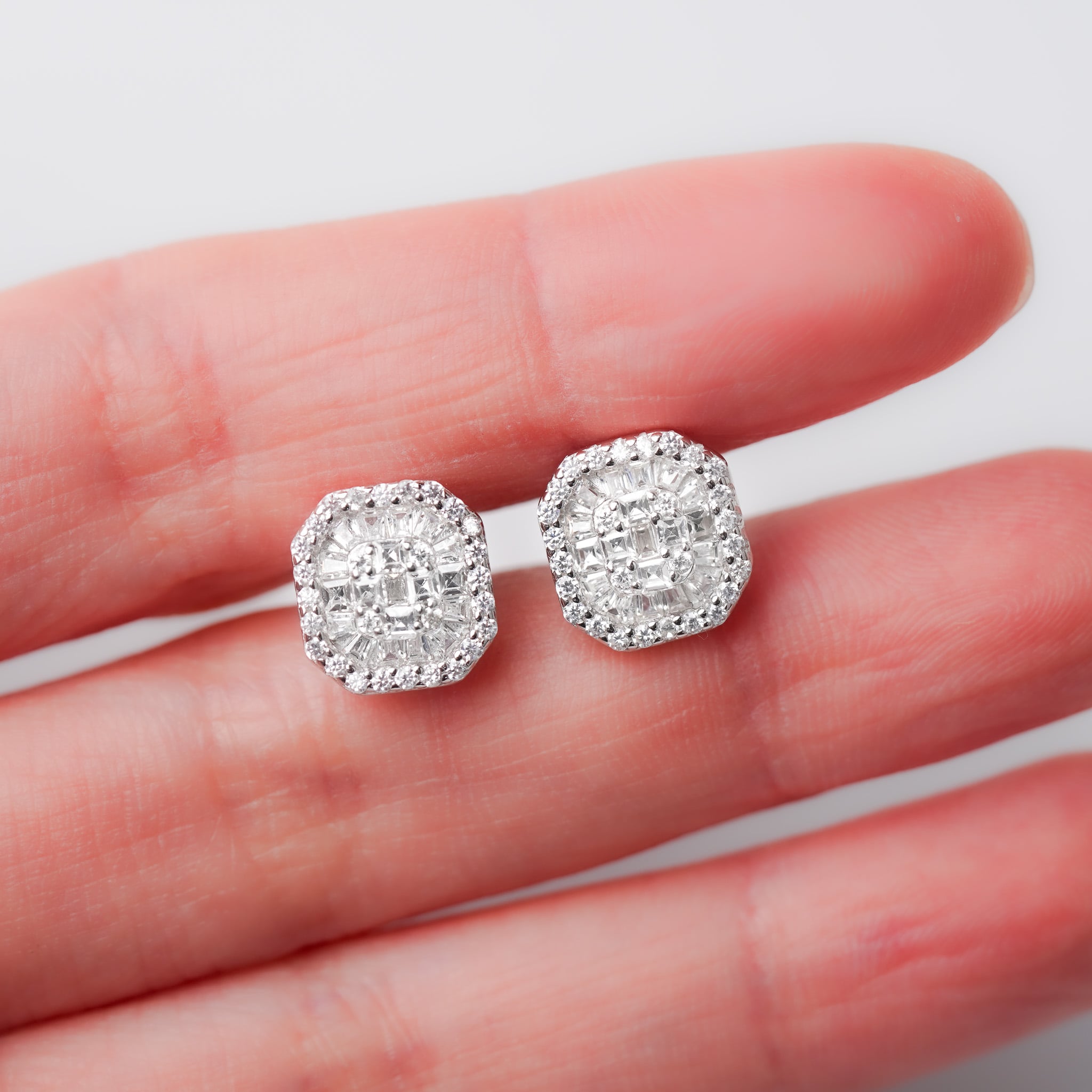 Octagon Earrings, Screwed-back
