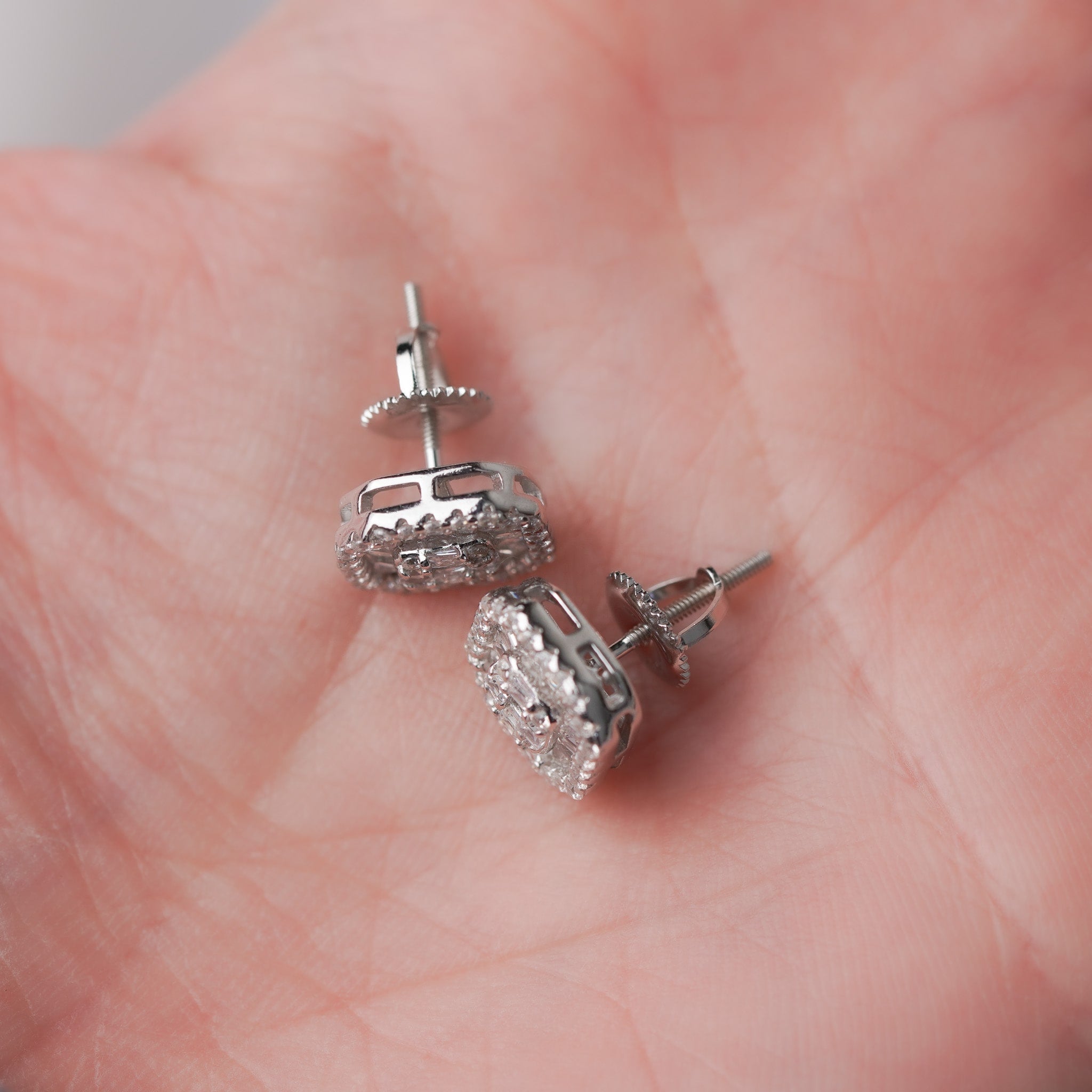 Octagon Earrings, Screwed-back