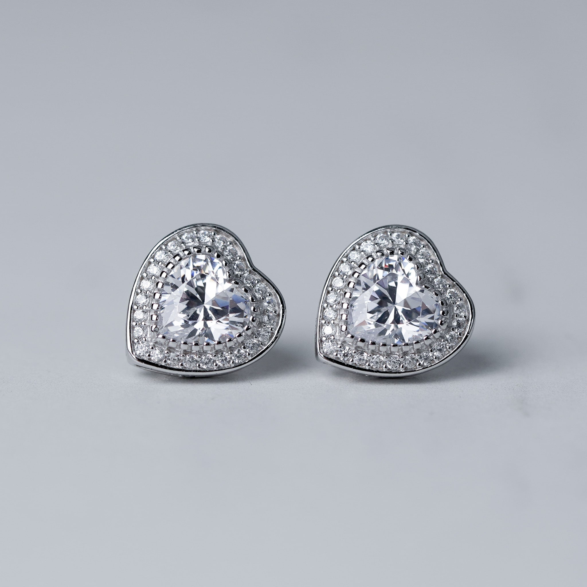 Halo Heart Earrings, Screwed-Back