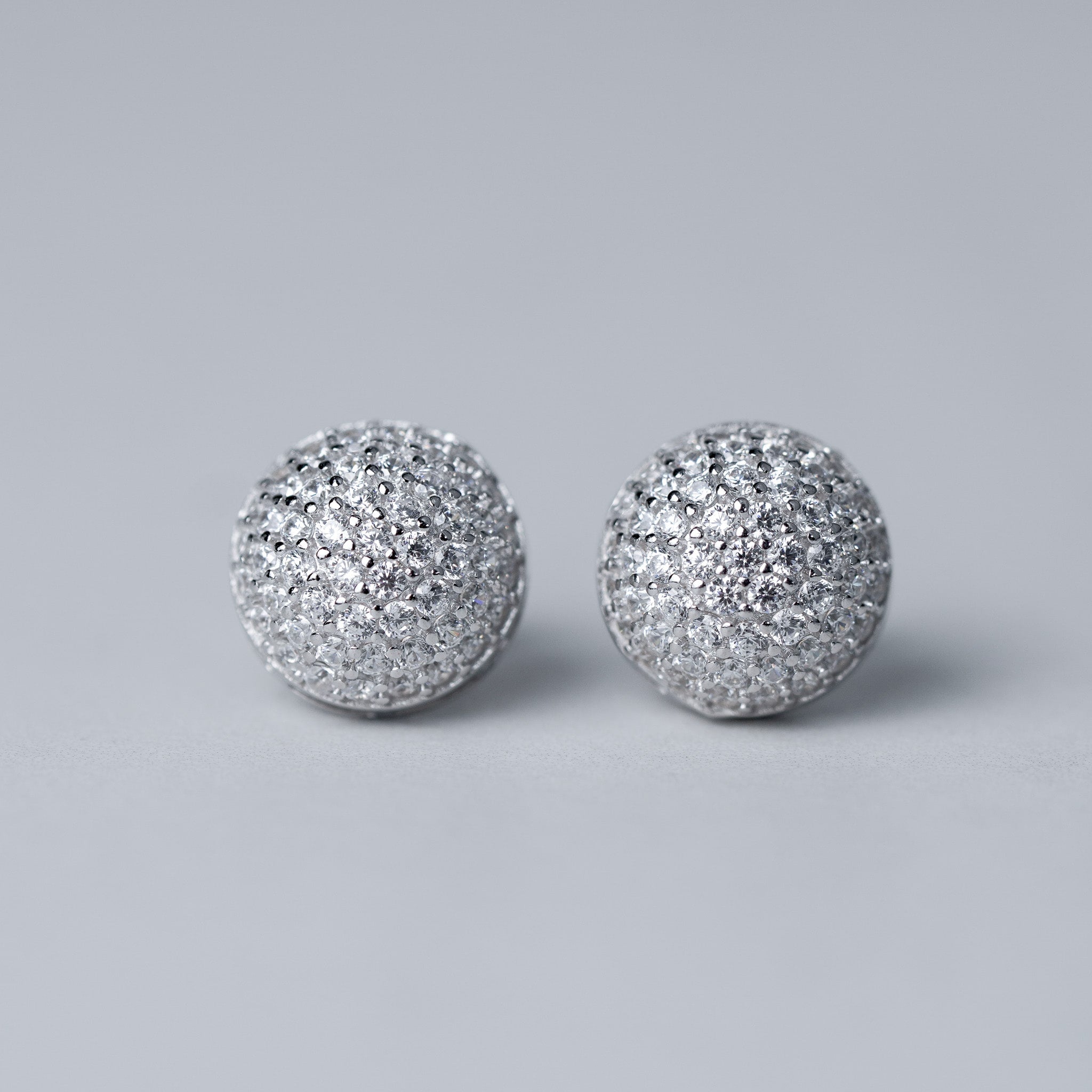 Domed Earrings, Round Screwed-Back