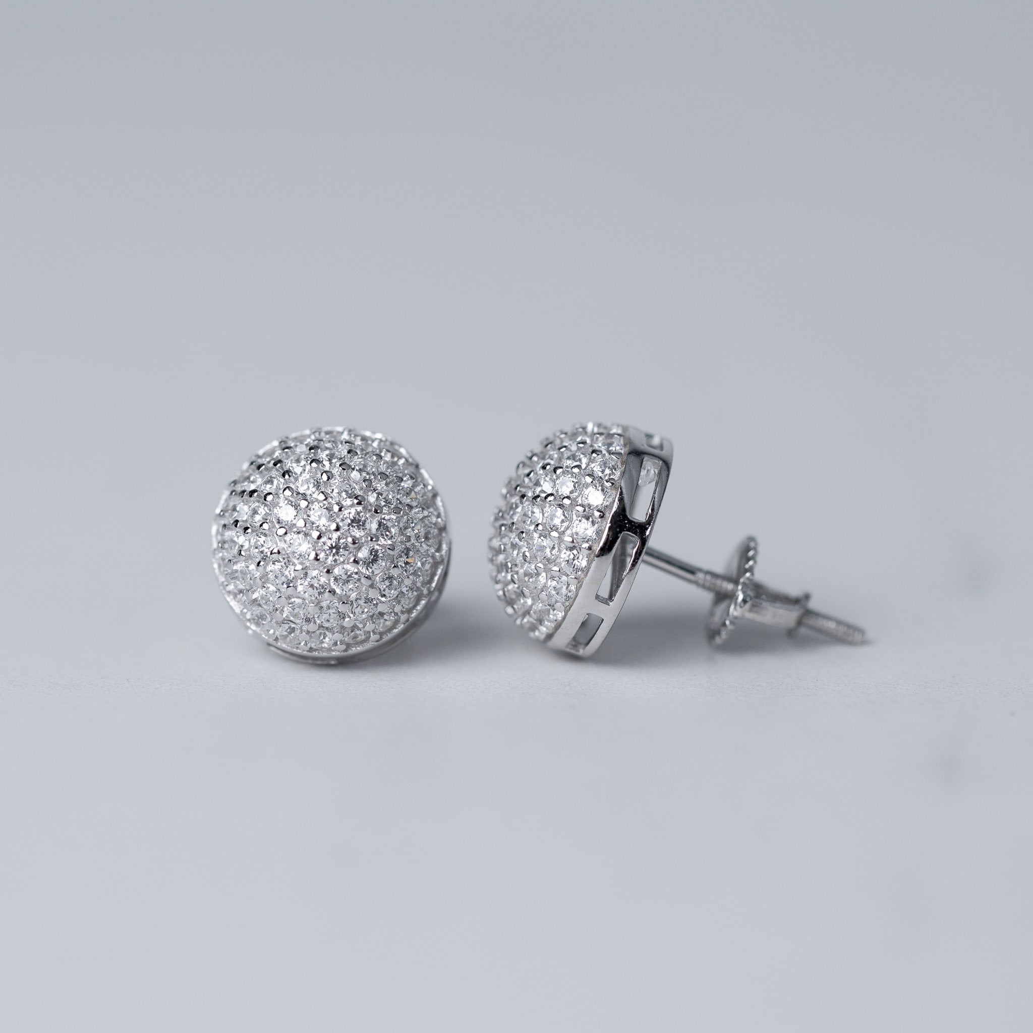 Domed Earrings, Round Screwed-Back