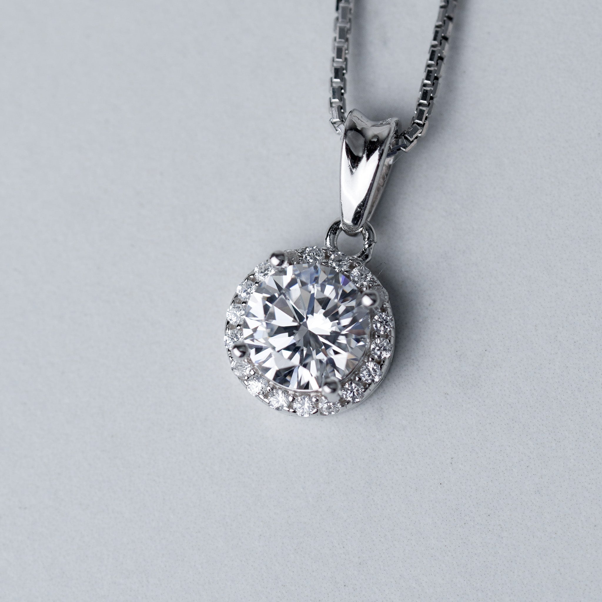 Round Halo Pendant Necklace