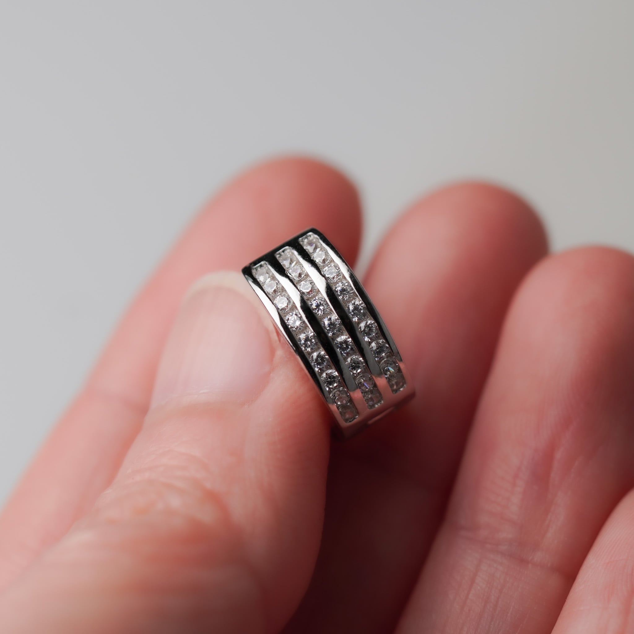 Three Rows Round Huggie Hoop Earrings