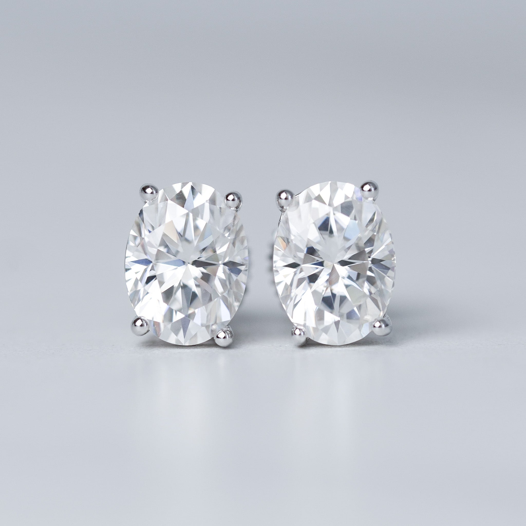 Oval Solitaire Stud Earrings