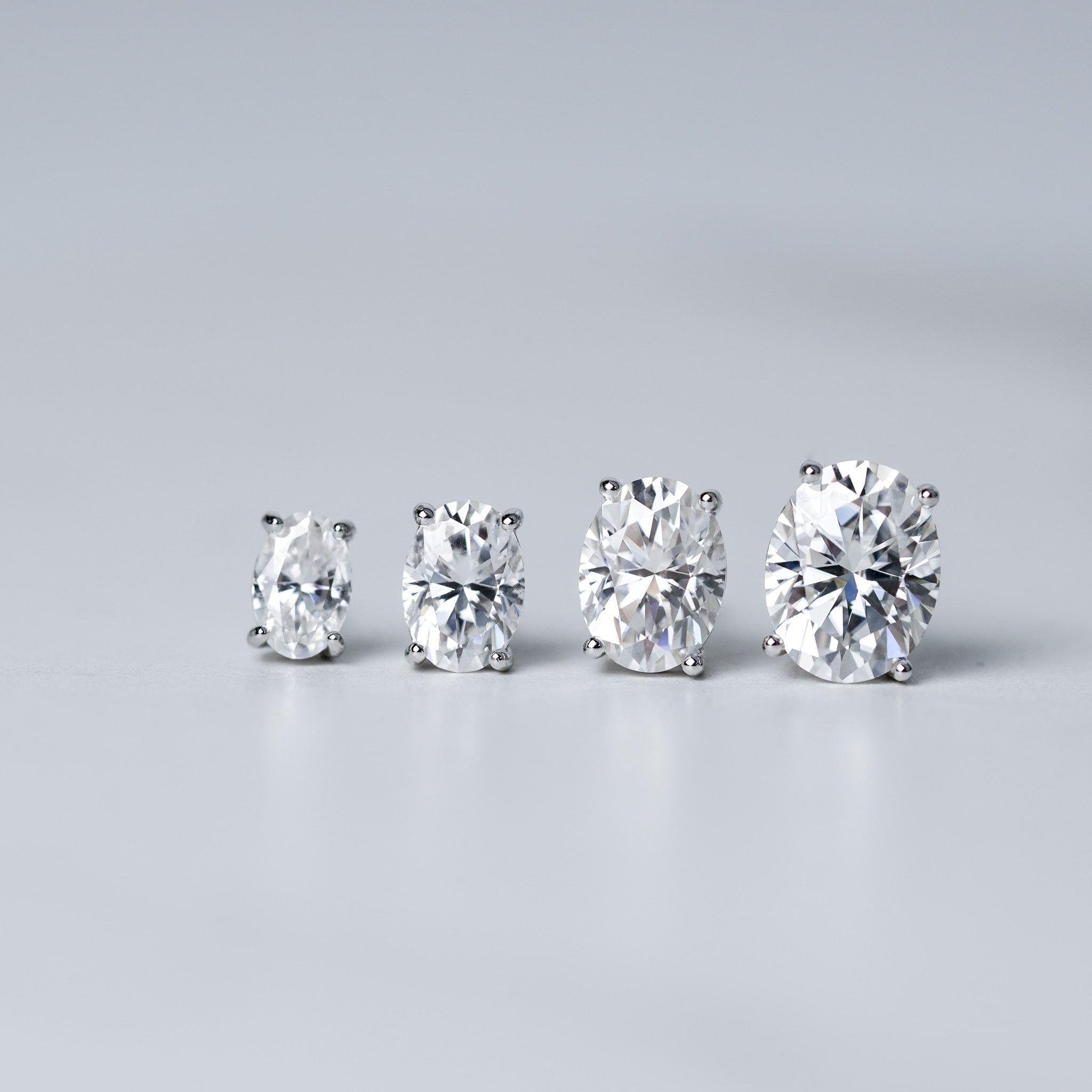 Oval Solitaire Stud Earrings