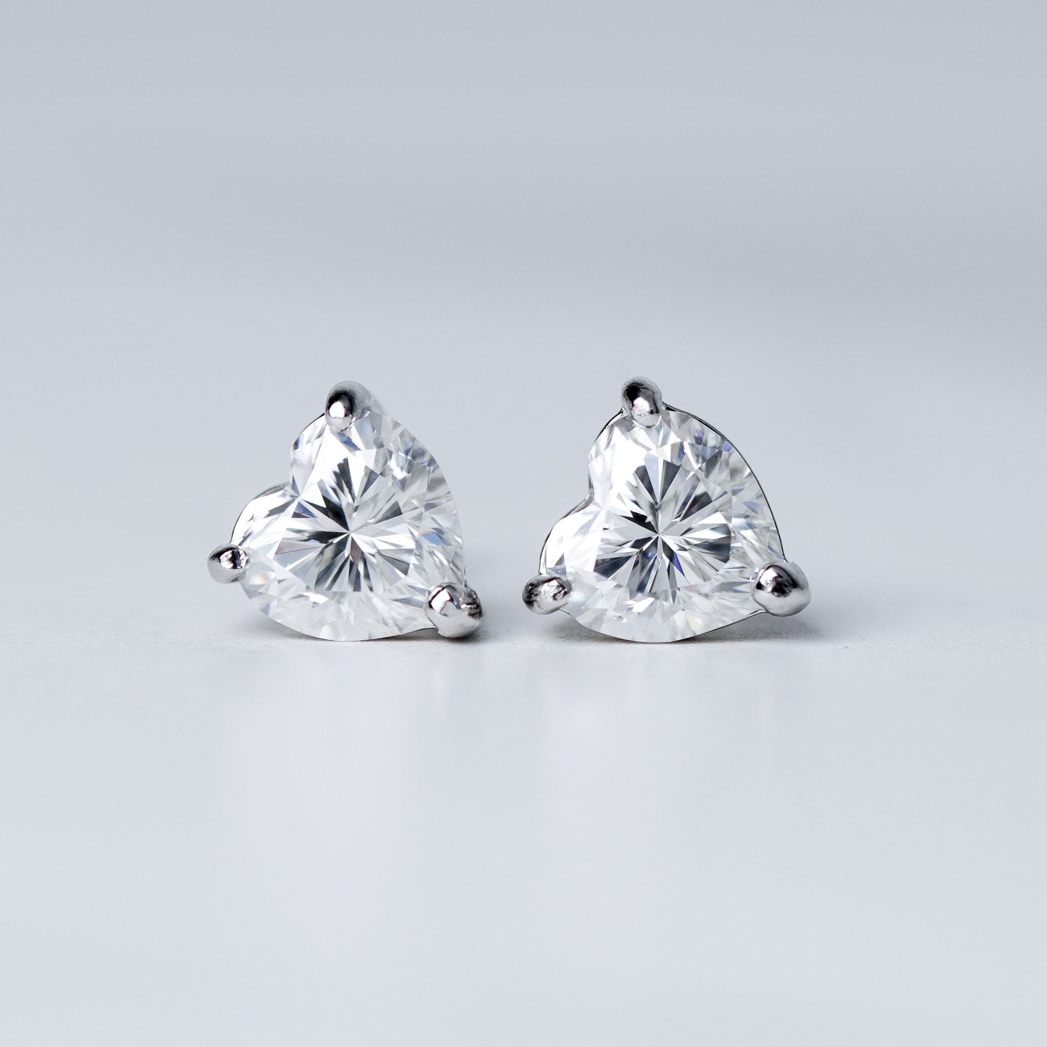 Heart Solitaire Stud Earrings