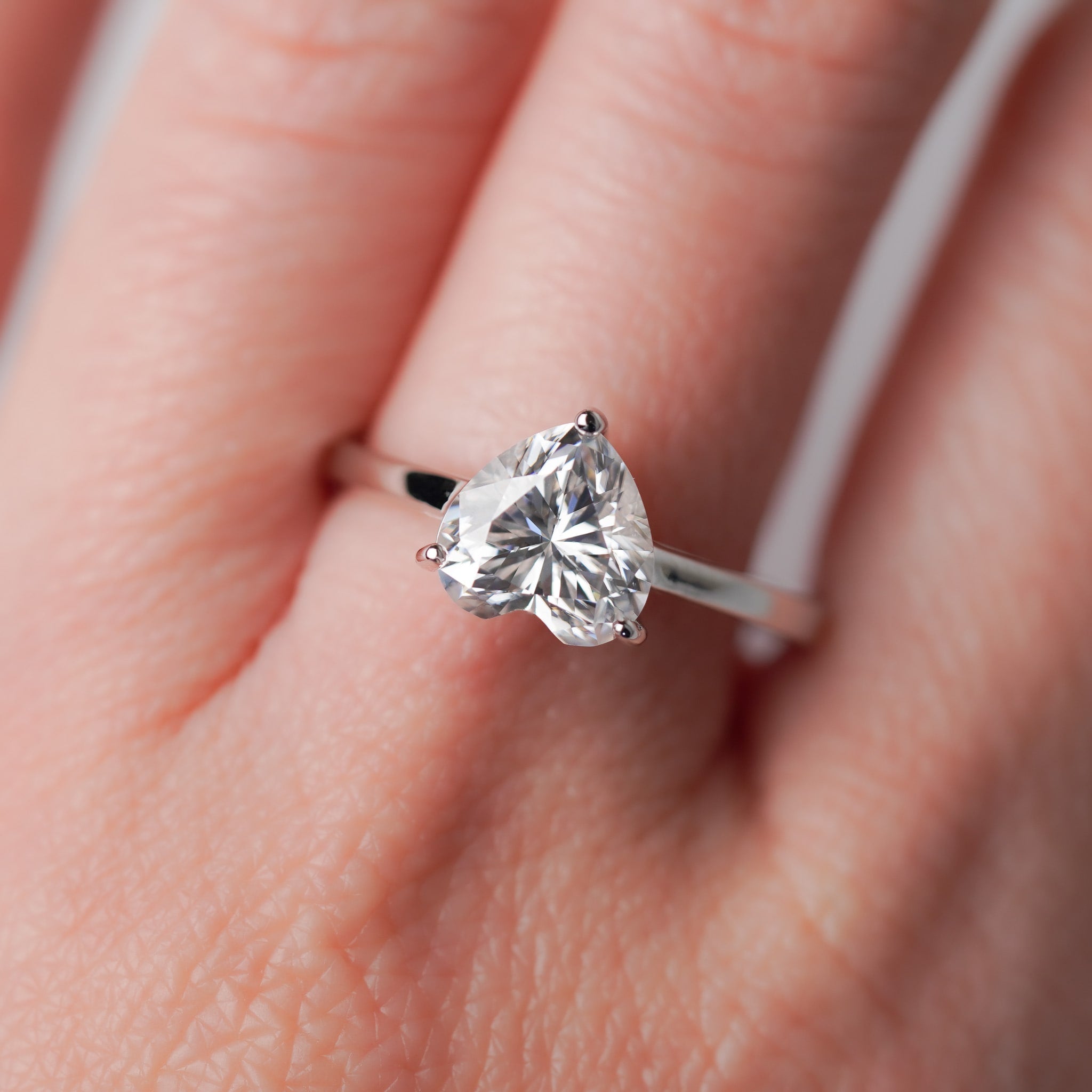 Moissanite Heart Solitaire Engagement Ring