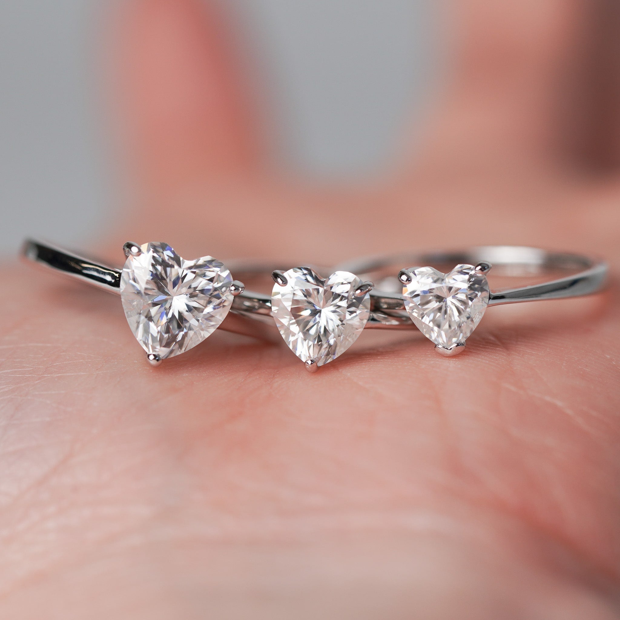 Moissanite Heart Solitaire Engagement Ring