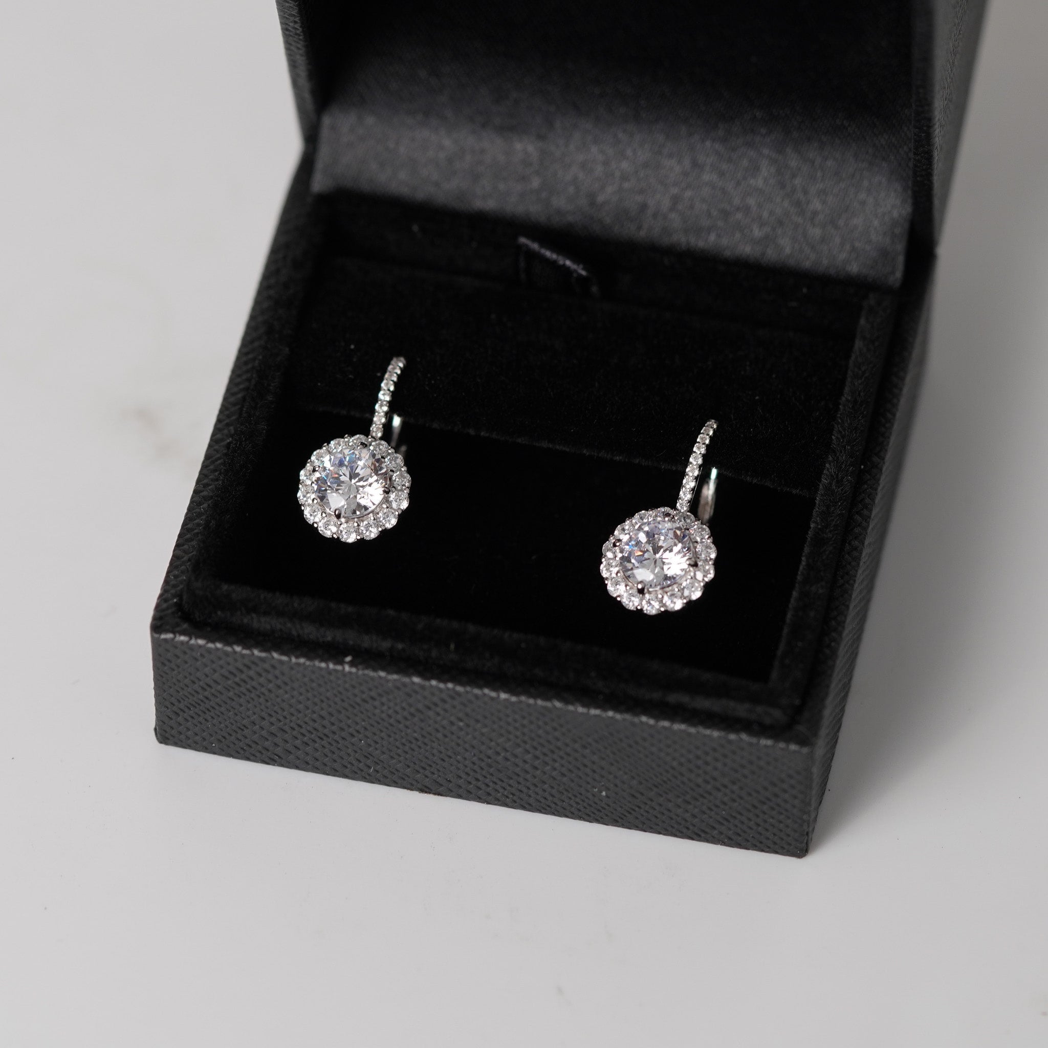 Round Halo Hook Earrings