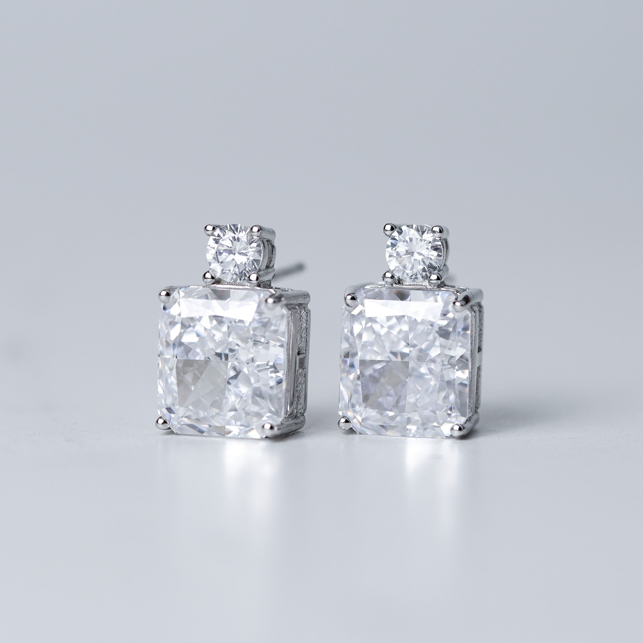Radiant Rectangle Single Dot Earrings