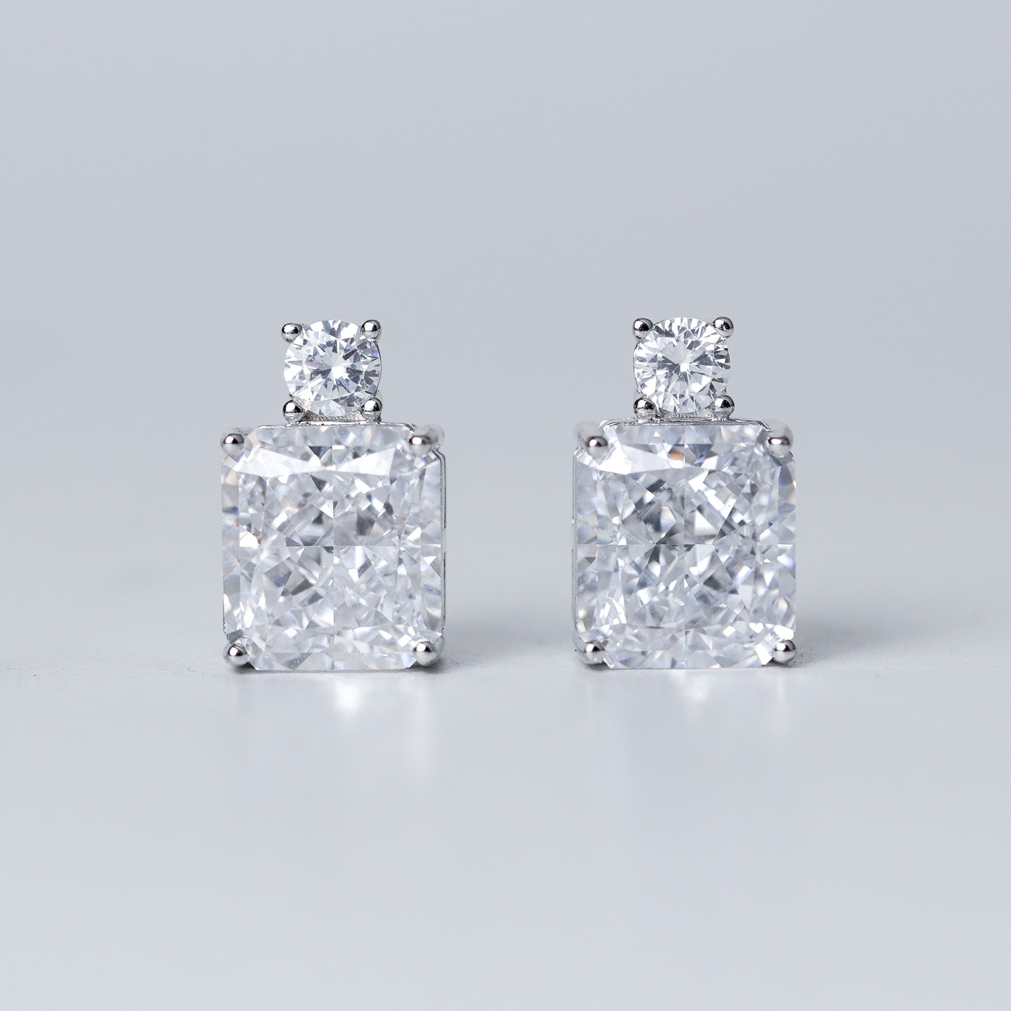 Radiant Rectangle Single Dot Earrings
