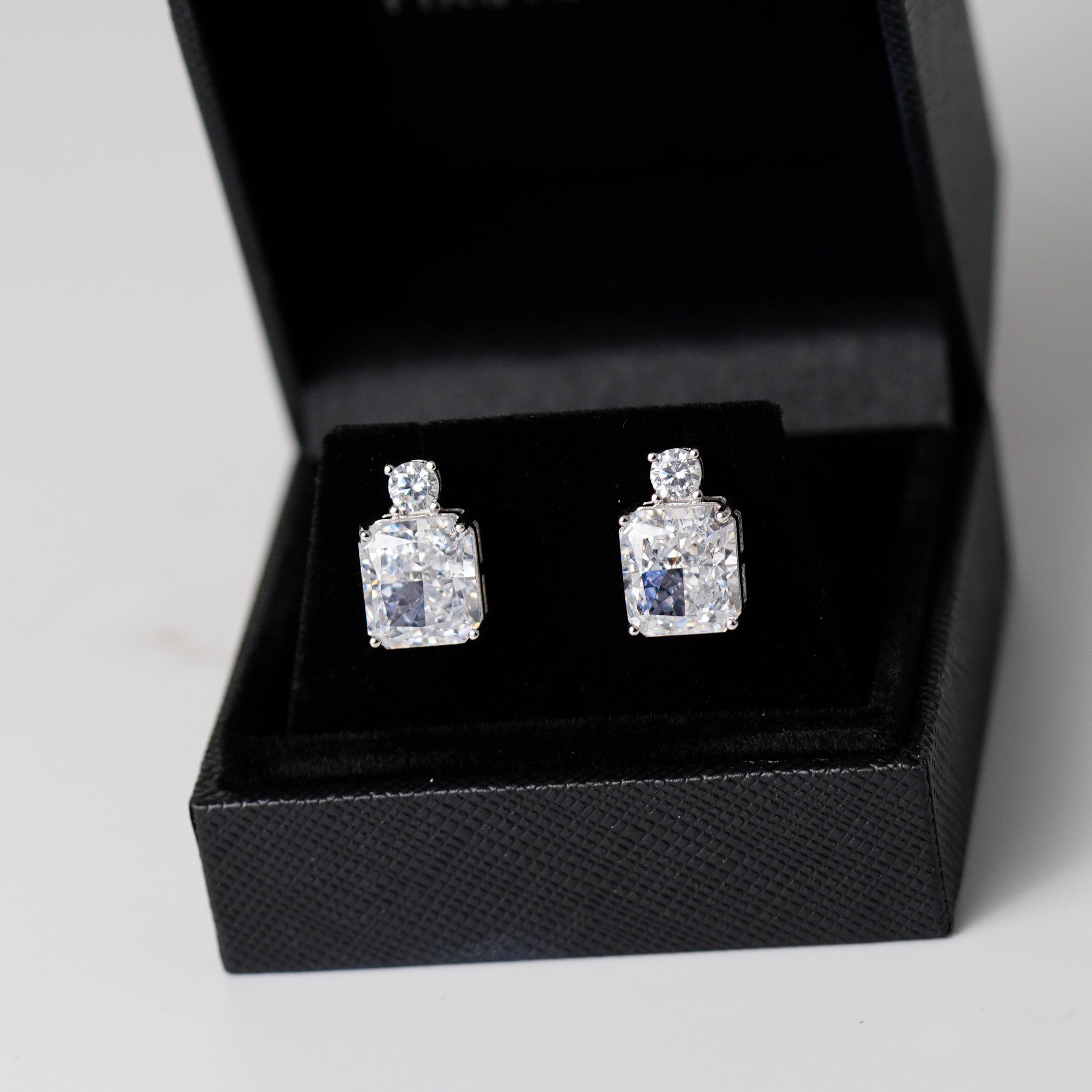 Radiant Rectangle Single Dot Earrings