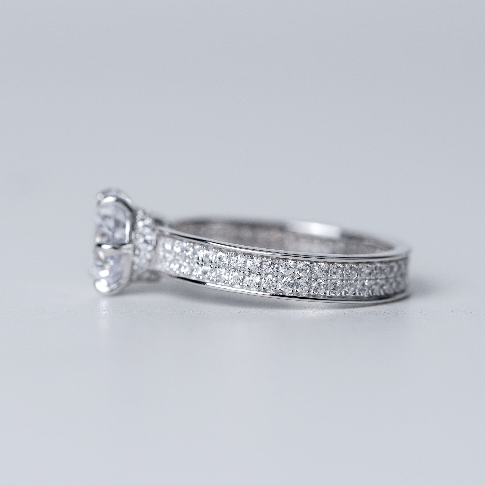 Solitaire Ring With Pave Band Ring