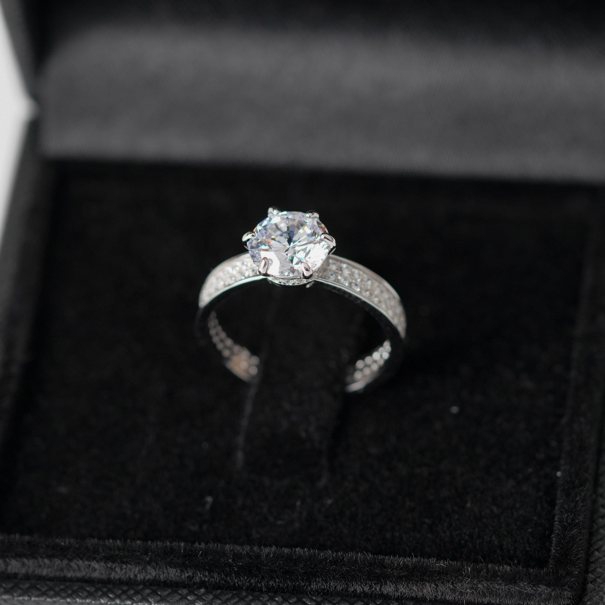 Solitaire Ring With Pave Band Ring