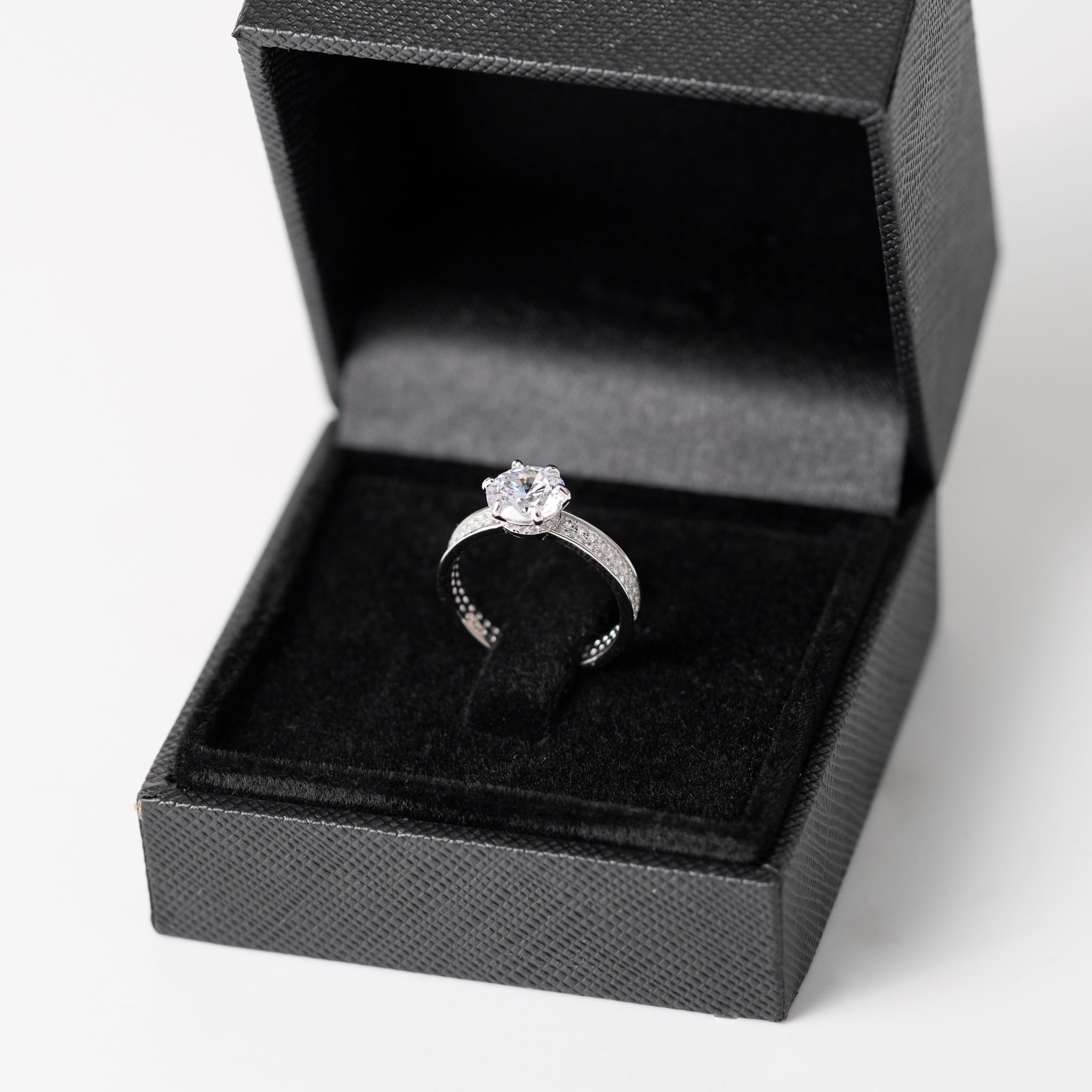Solitaire Ring With Pave Band Ring