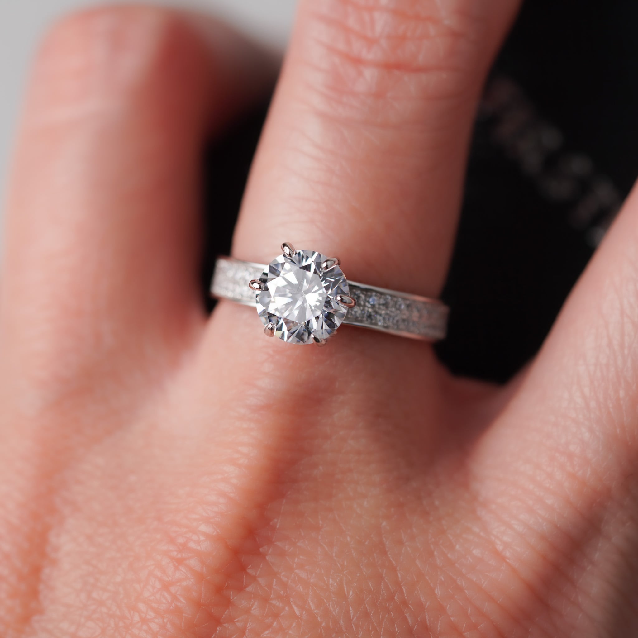 Solitaire Ring With Pave Band Ring