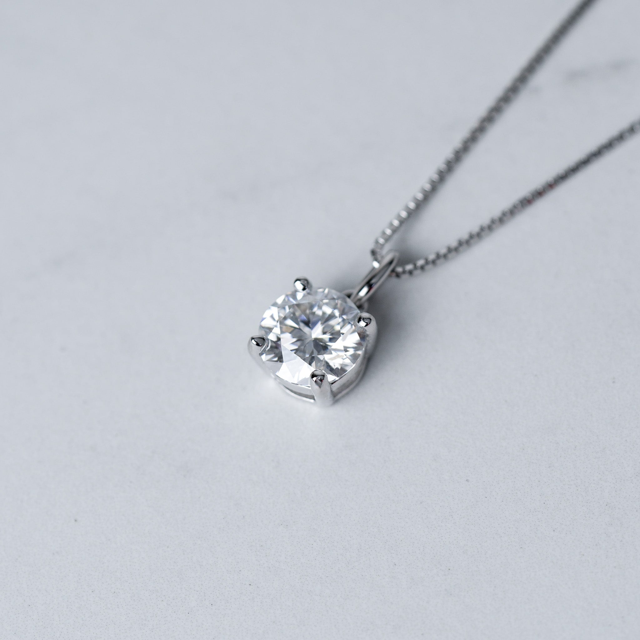 Four Prongs Solitaire Necklace - Moissanite