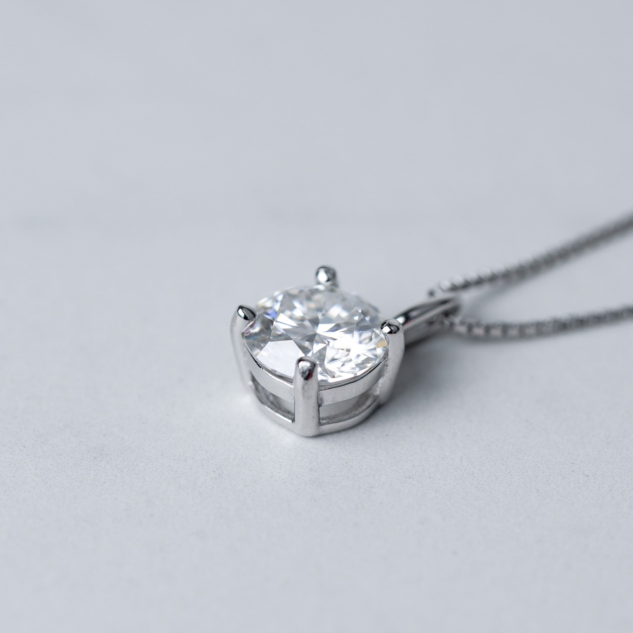 Four Prongs Solitaire Necklace - Moissanite