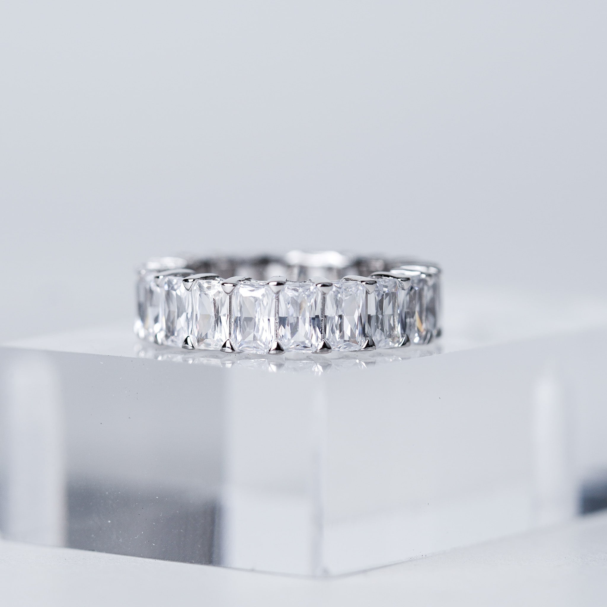 Rectangle Wedding Band | Simulated Diamond