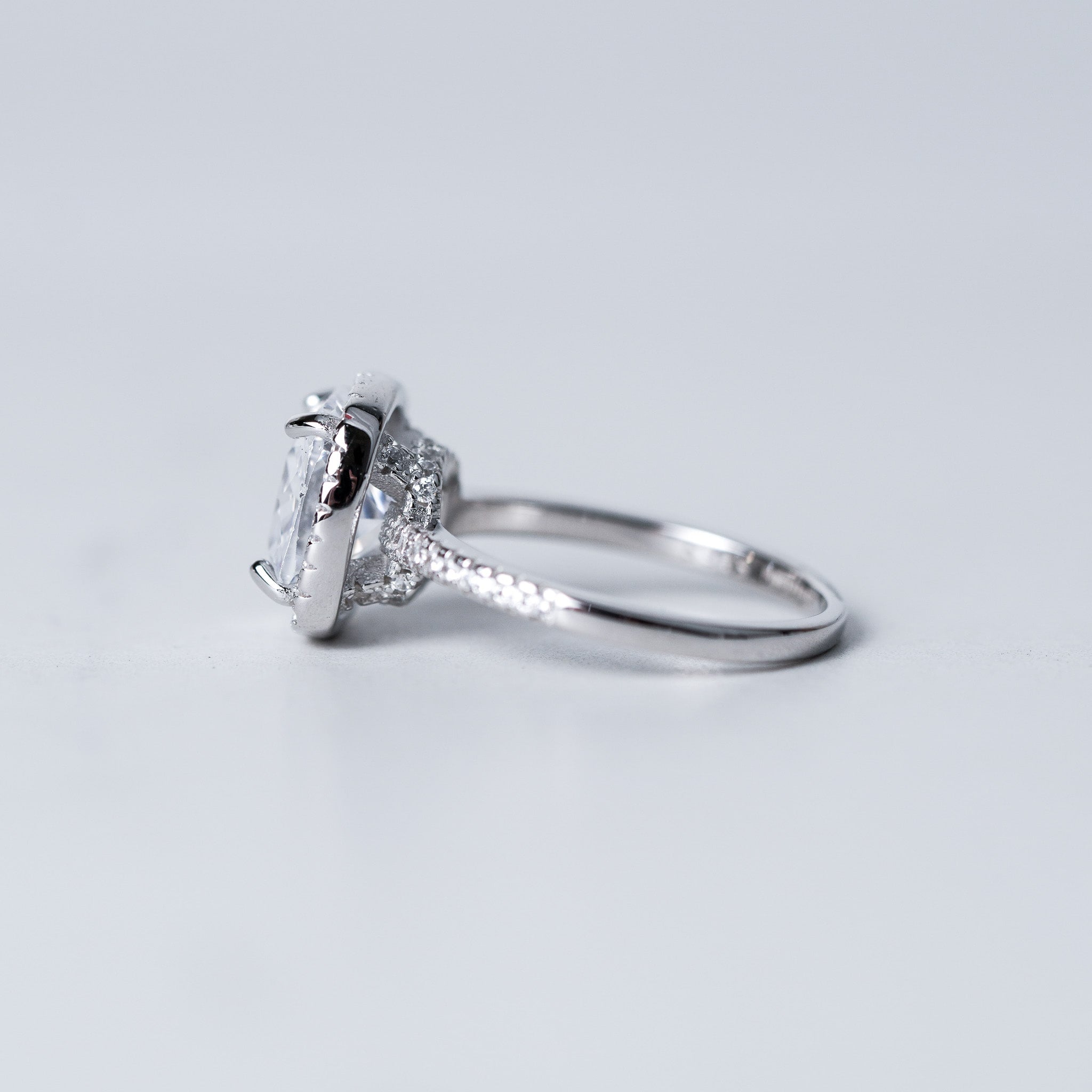 Cushion Cut Halo Ring | 4ct | Simulated Diamond