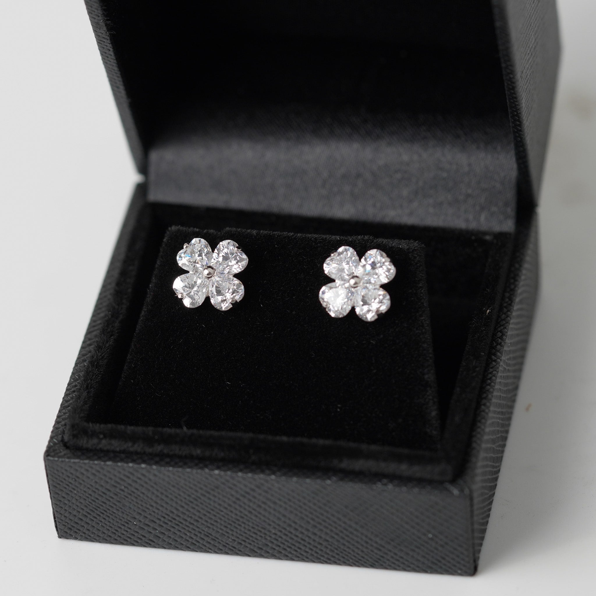 Four Clover Earrings | Simulated Diamonds