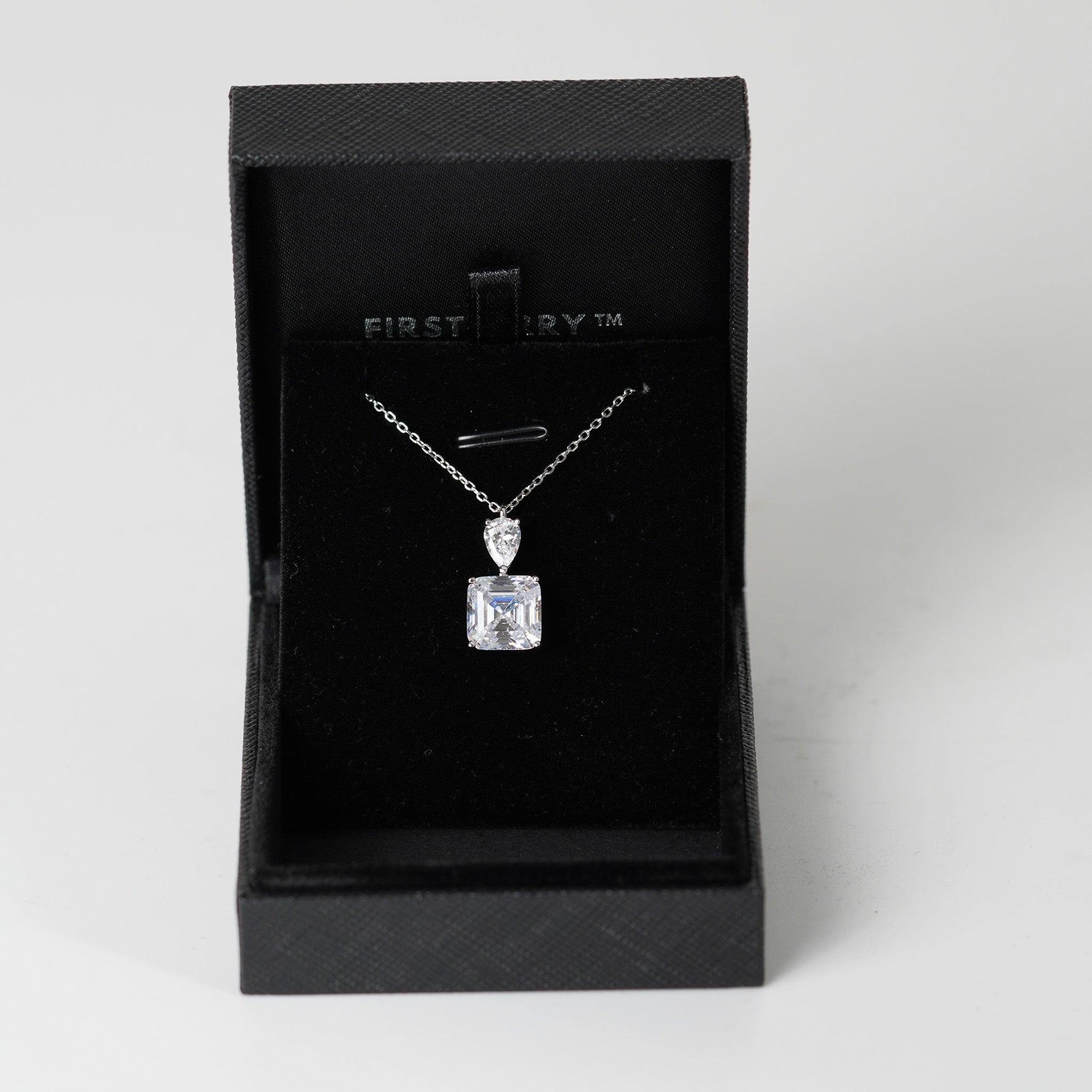 Asscher & Pear Pendant Necklace | 5ct | Simulated Diamond