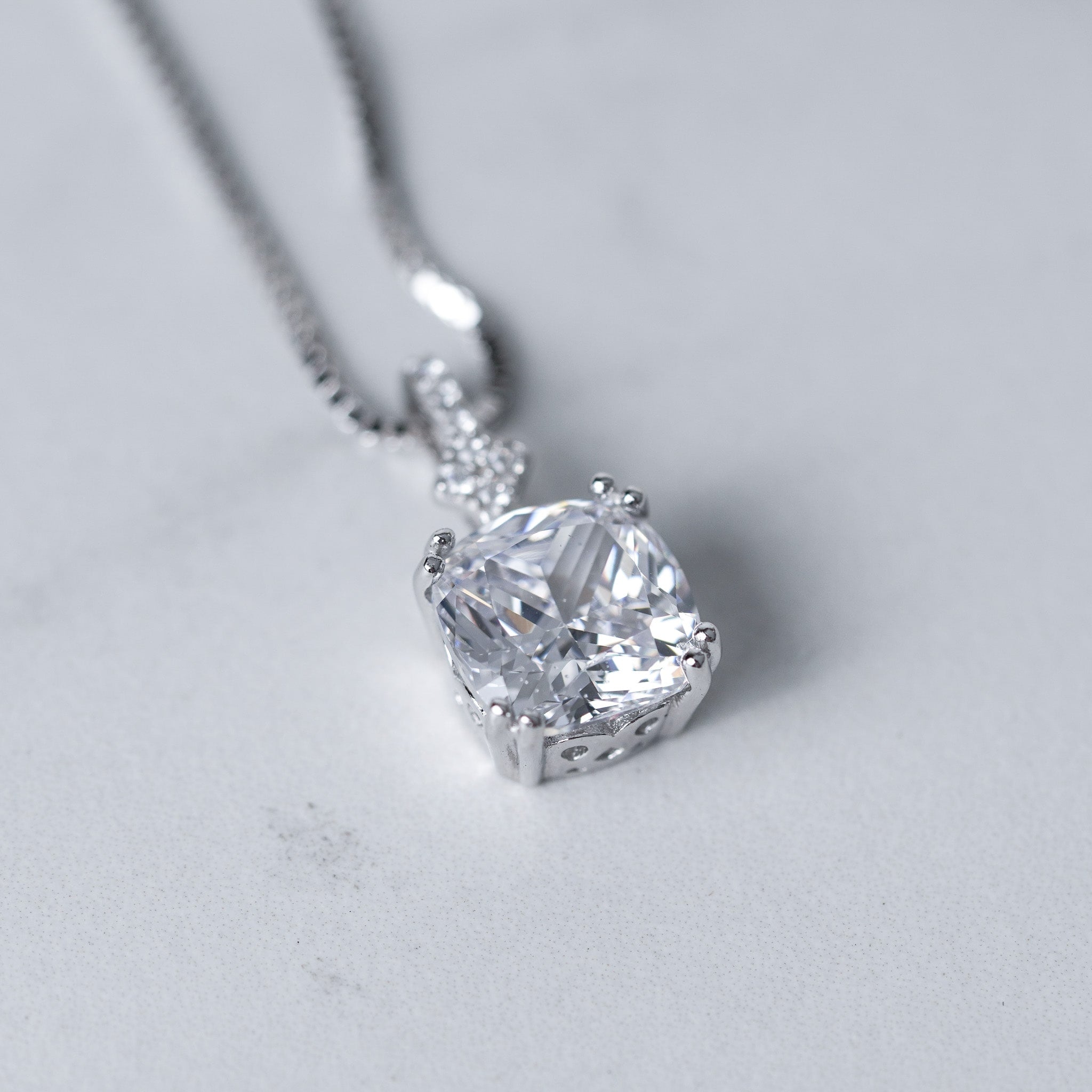 Cushion Cut Drop Necklace | 3ct | Simulated Diamond