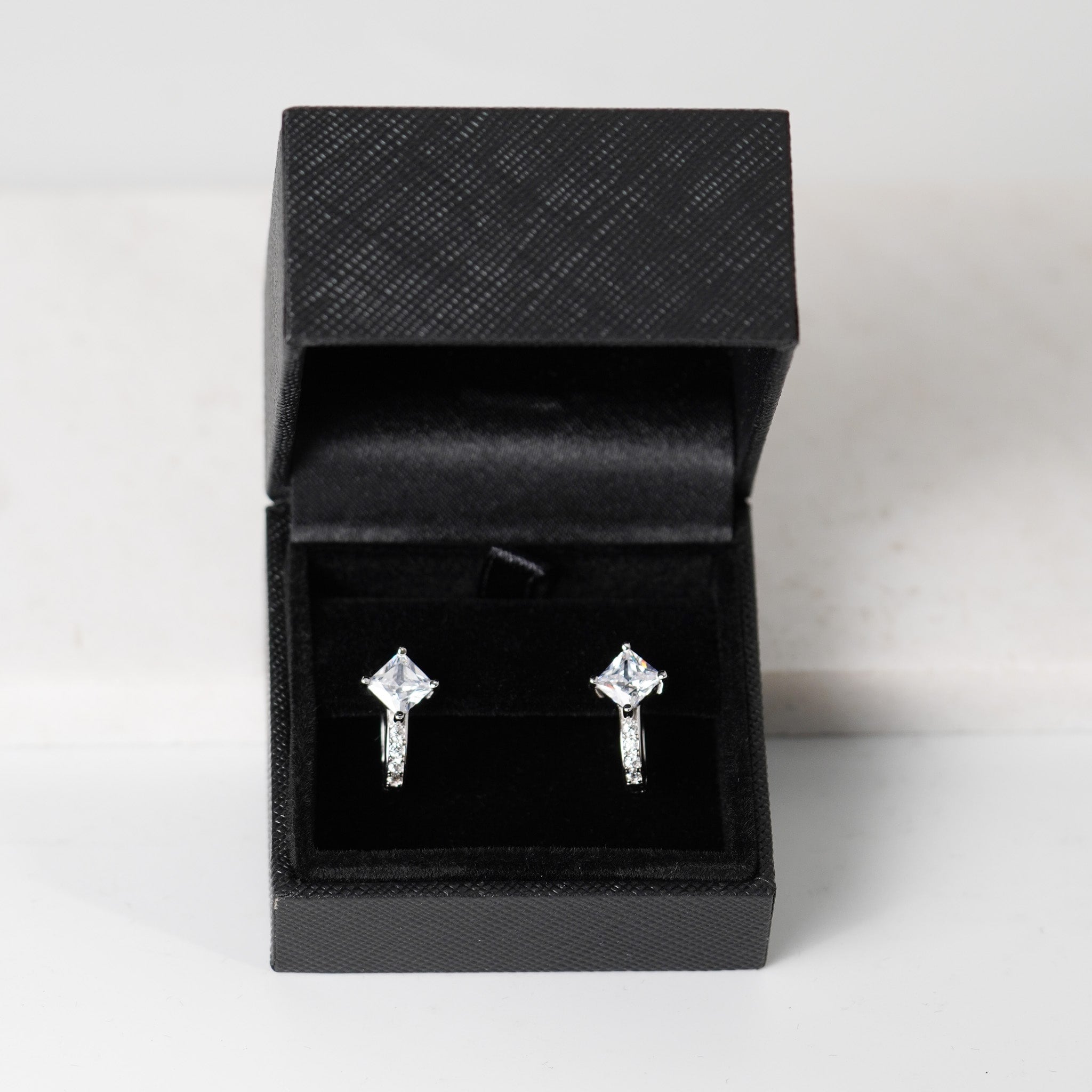 Square Hoop Earrings | Simulated Diamonds