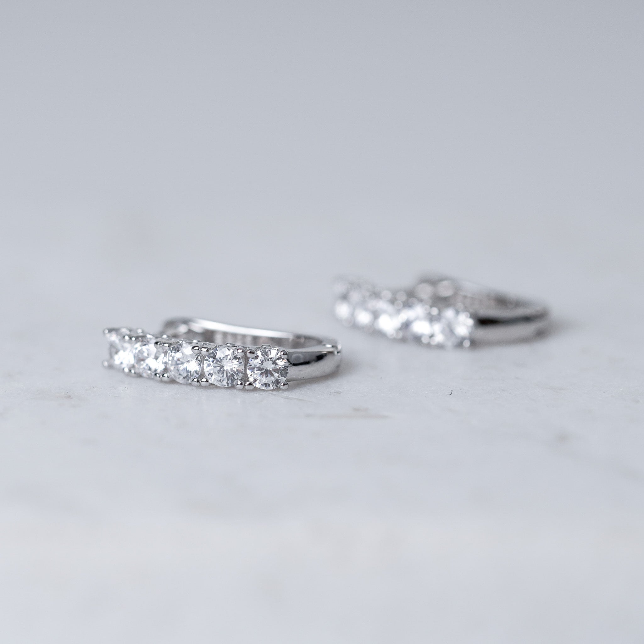 Five Stone Hoop Earrings | simulated Diamond