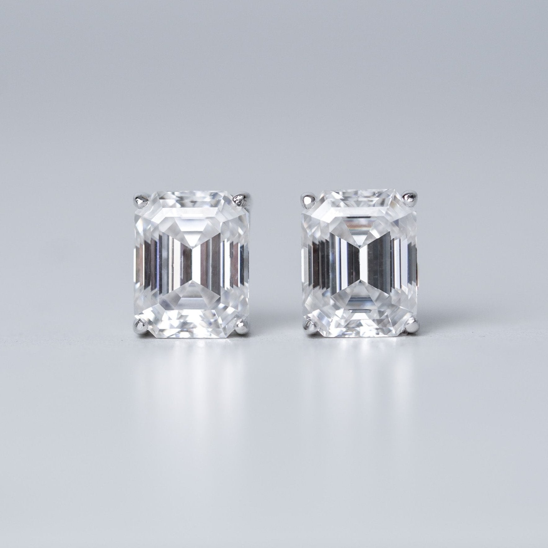 Emerald Solitaire Stud Earrings - Moissanite | FIRSTBERRY