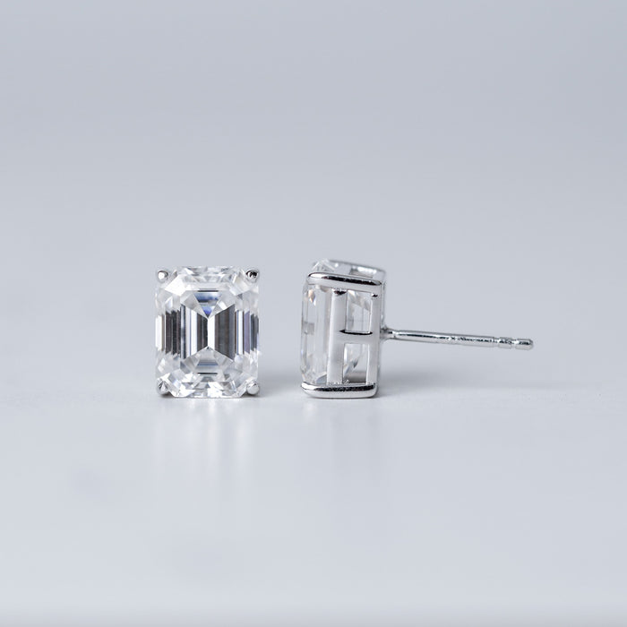 Emerald Solitaire Stud Earrings - Moissanite | FIRSTBERRY