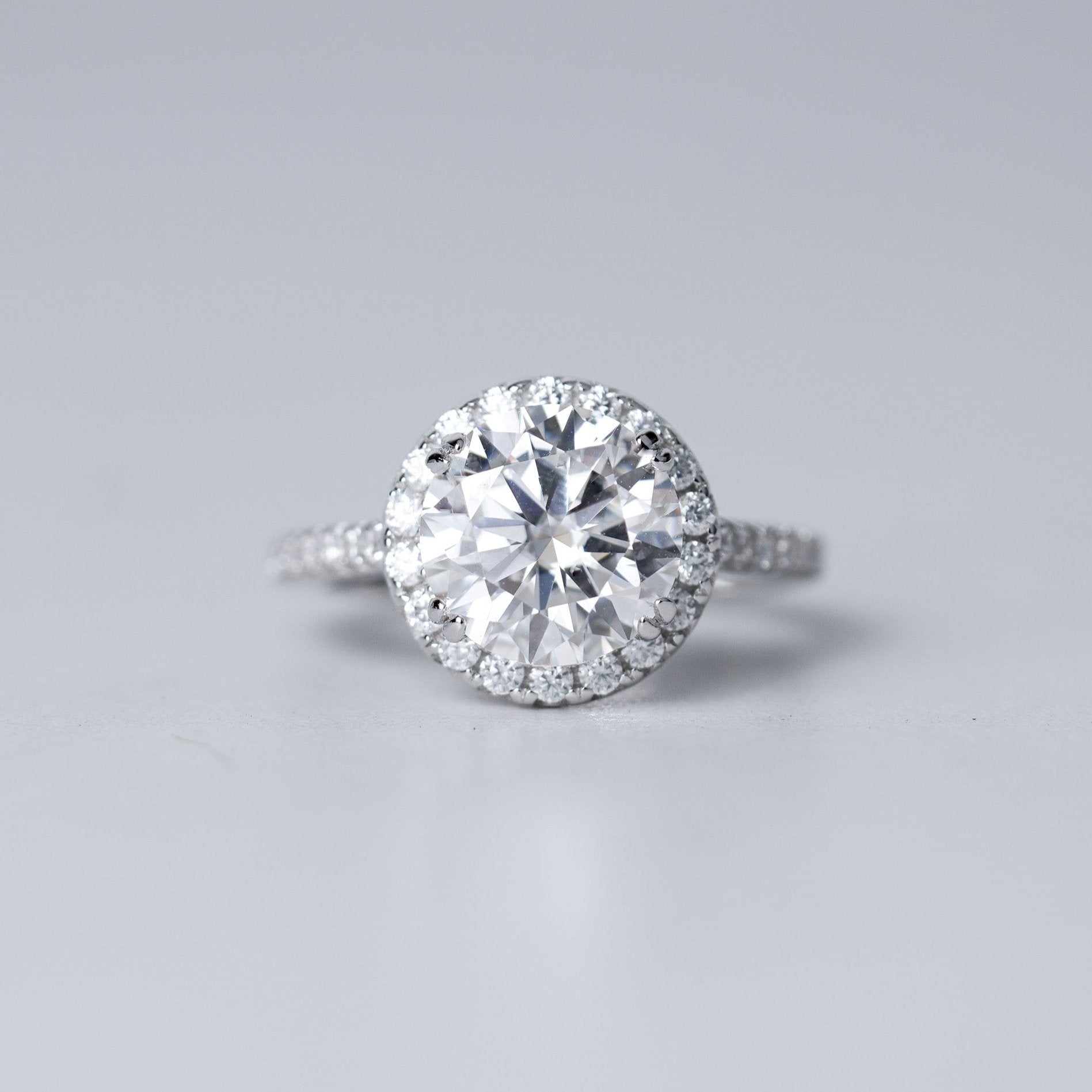 Round Halo Moissanite Engagement Ring - 3ct