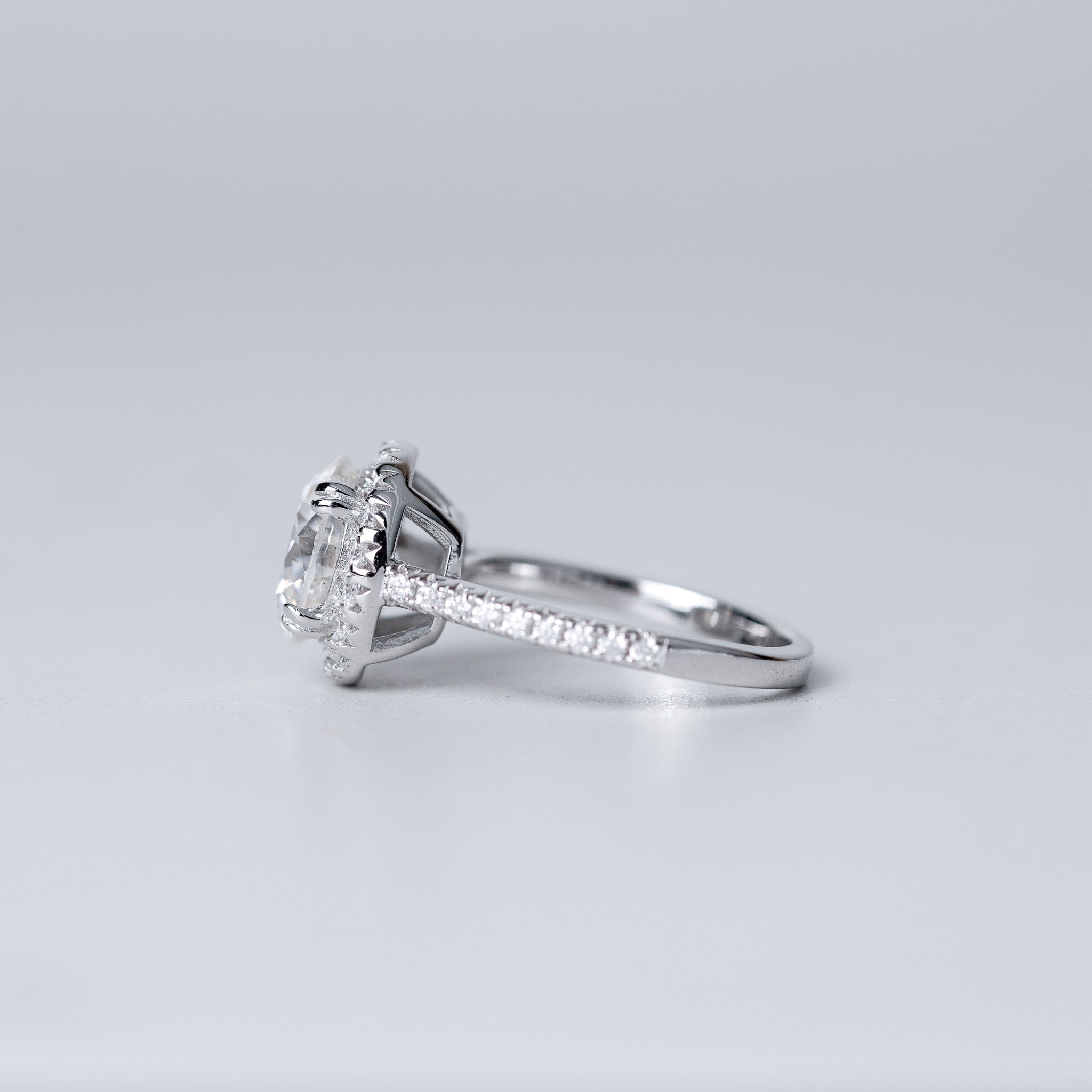 Round Halo Moissanite Engagement Ring - 3ct