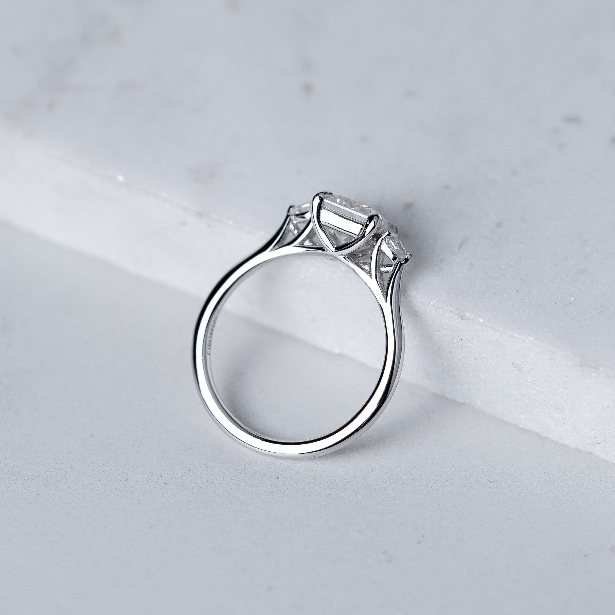 Princess Moissanite Ring - With Pears Side Stone