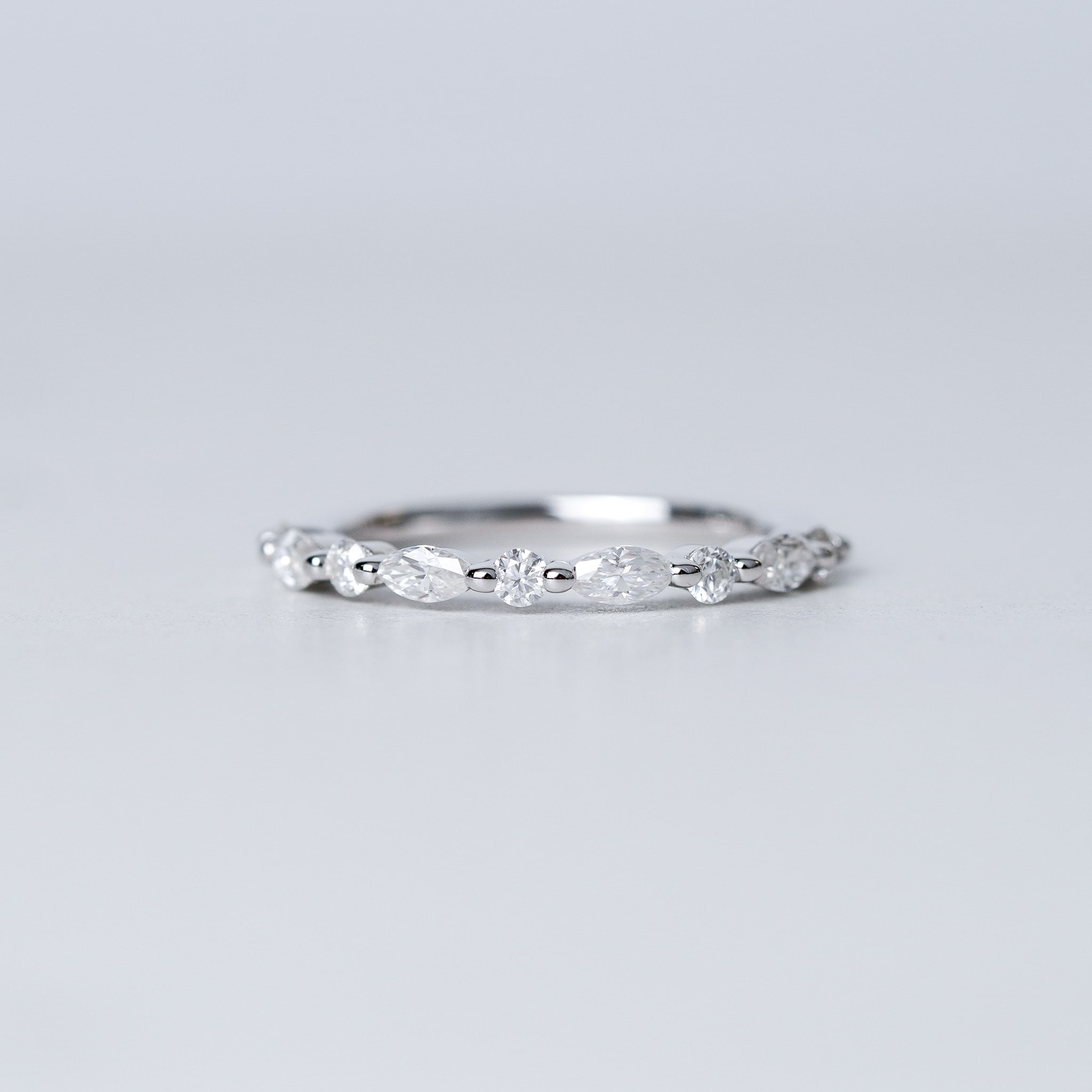 Marquise & Round Half Eternity Wedding Band