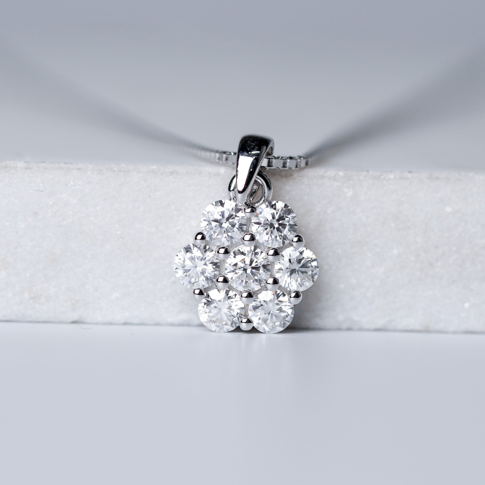 Flower Cluster Necklace - Moissanite