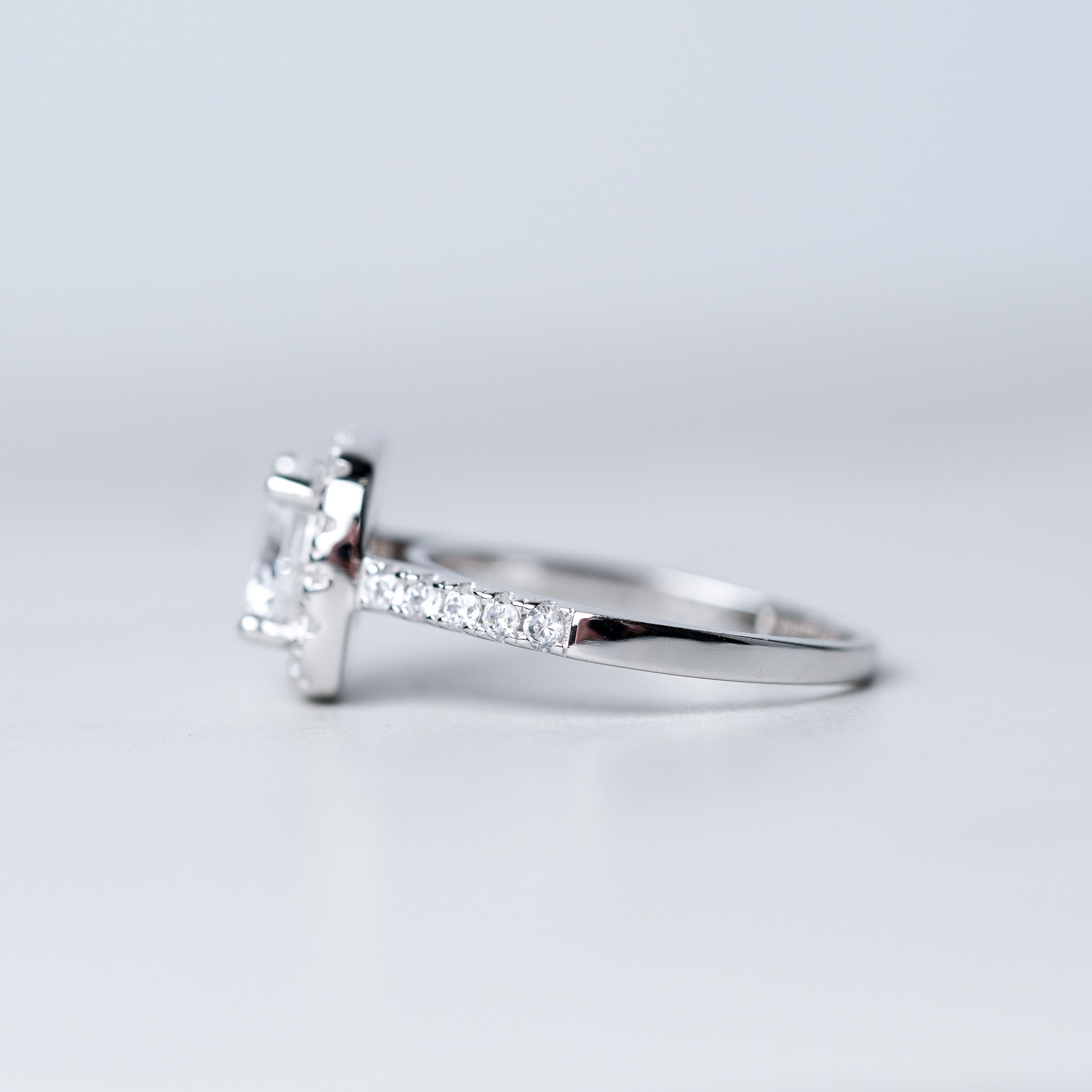 Square Halo Engagement Ring - Simulated Diamond