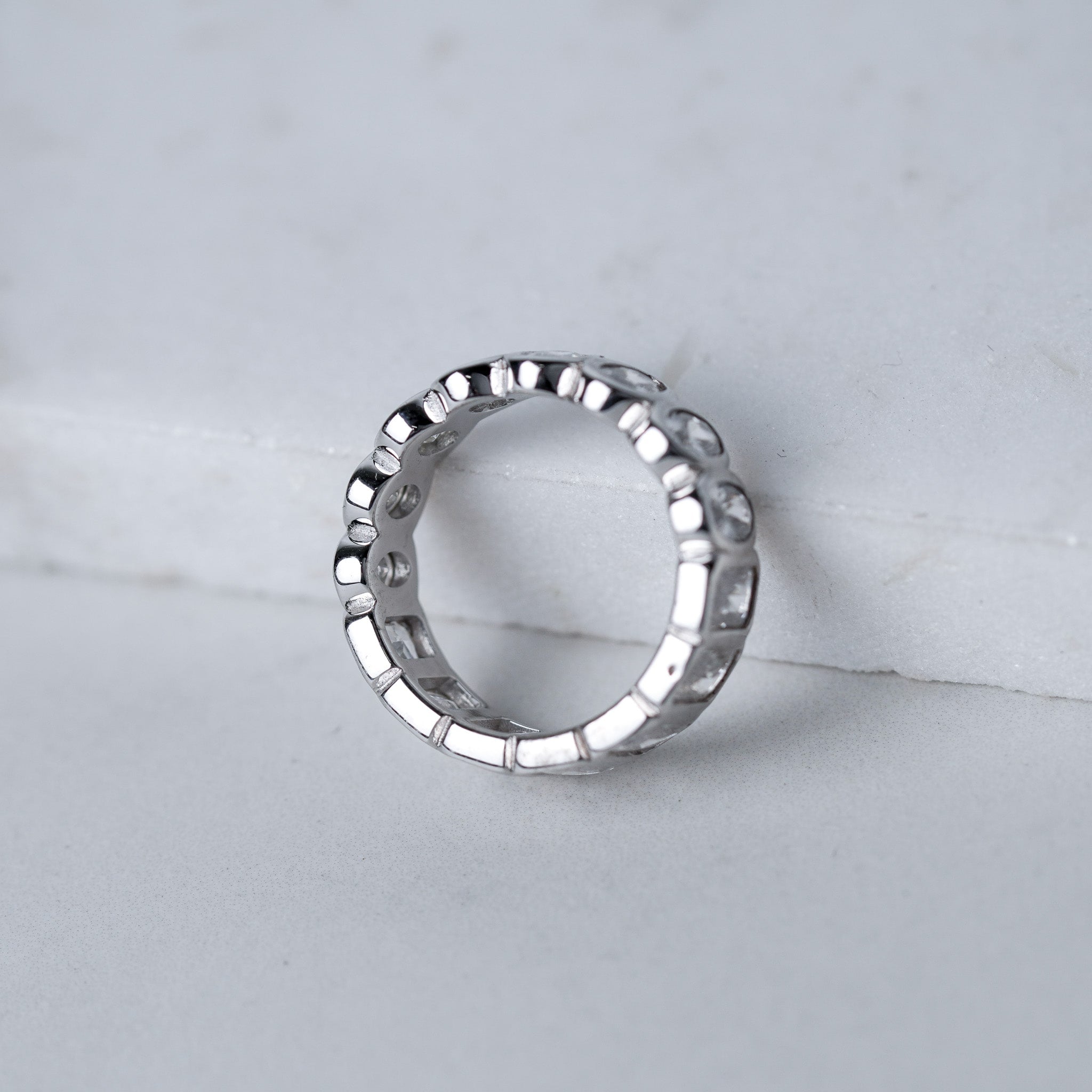 Oval & Rectangle Wedding Band - Simulated Diamond