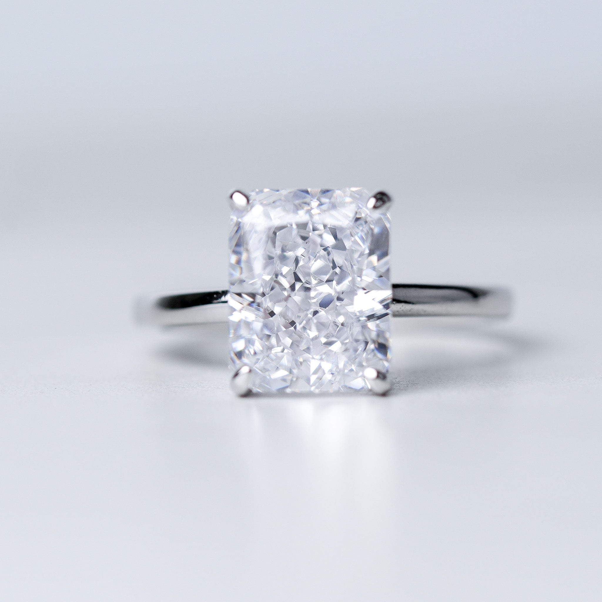 Radiant Solitaire Engagement Ring - 4ct - Simulated Diamond