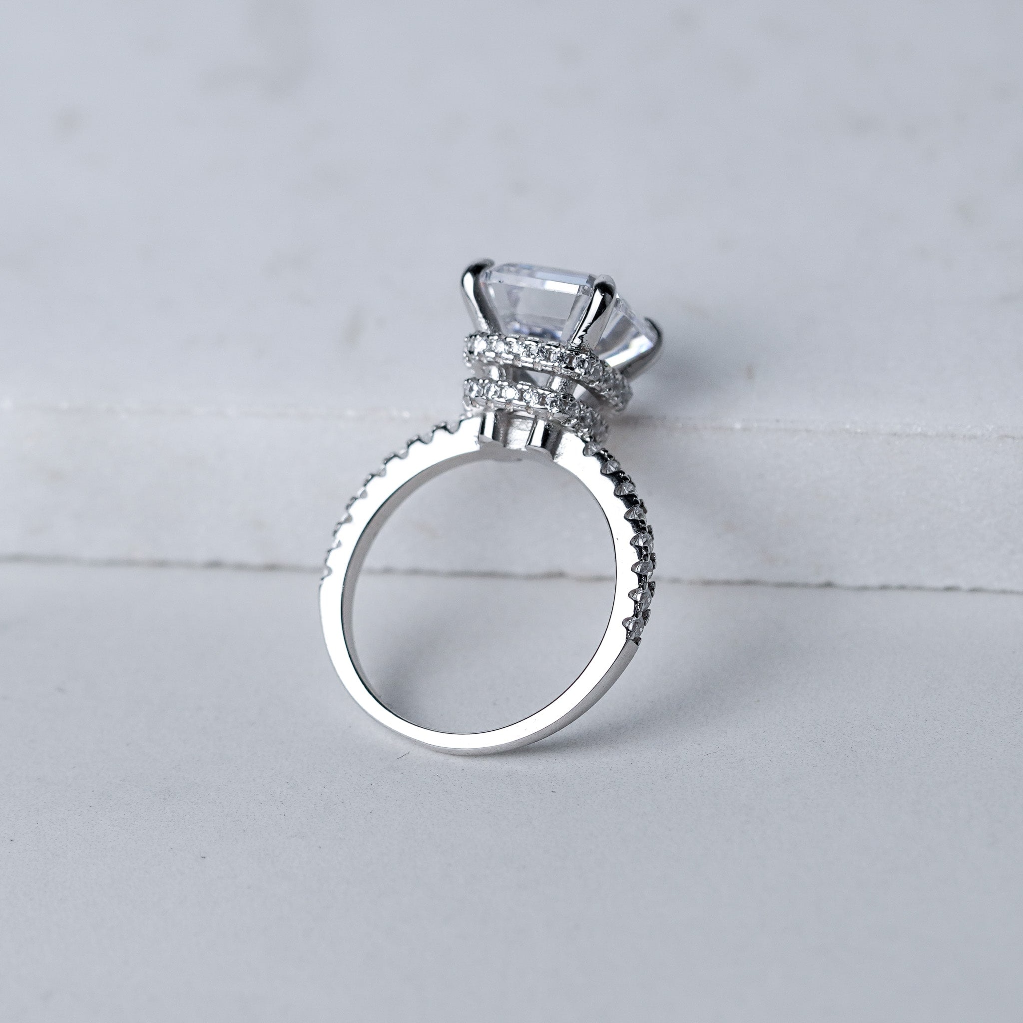 Asscher Engagement Ring - 4ct - Simulated Diamond