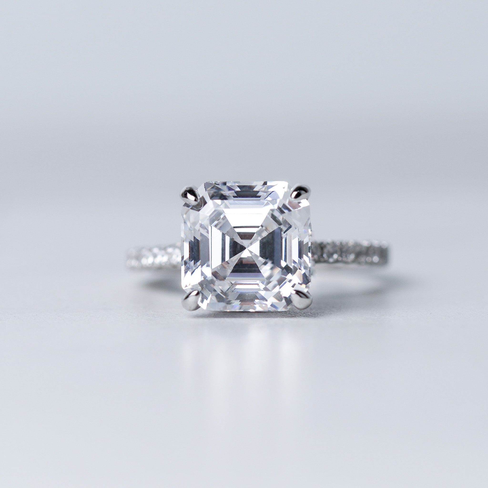Asscher Engagement Ring - 4ct - Simulated Diamond
