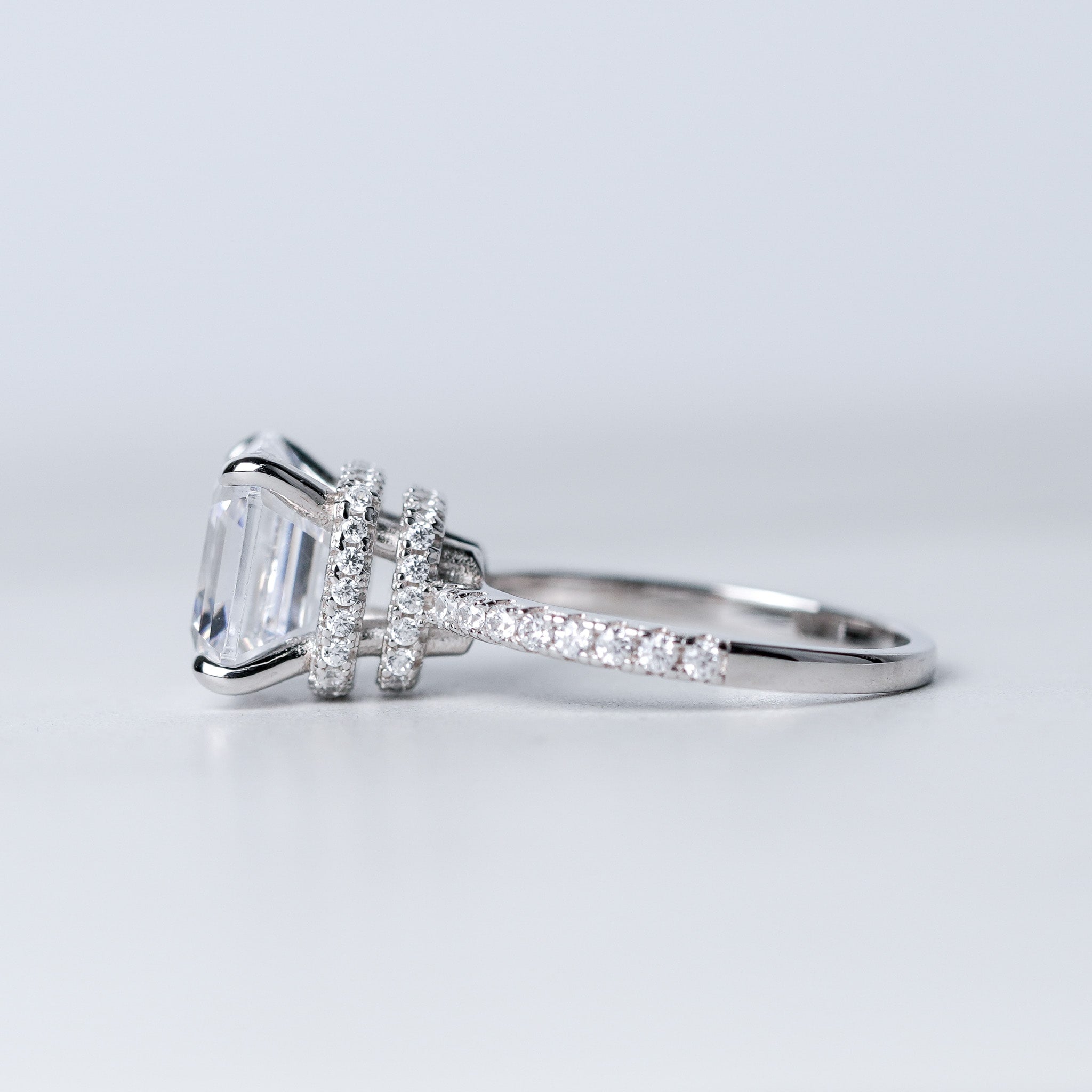 Asscher Engagement Ring - 4ct - Simulated Diamond
