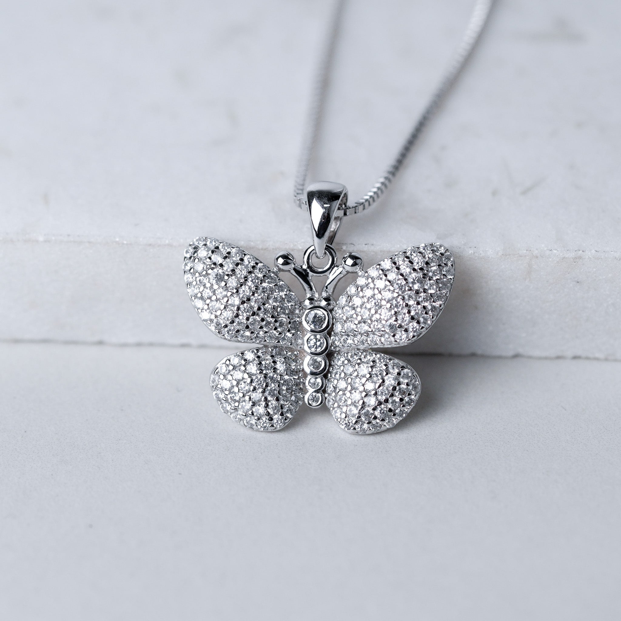 Butterfly Necklace - Simulated Diamond
