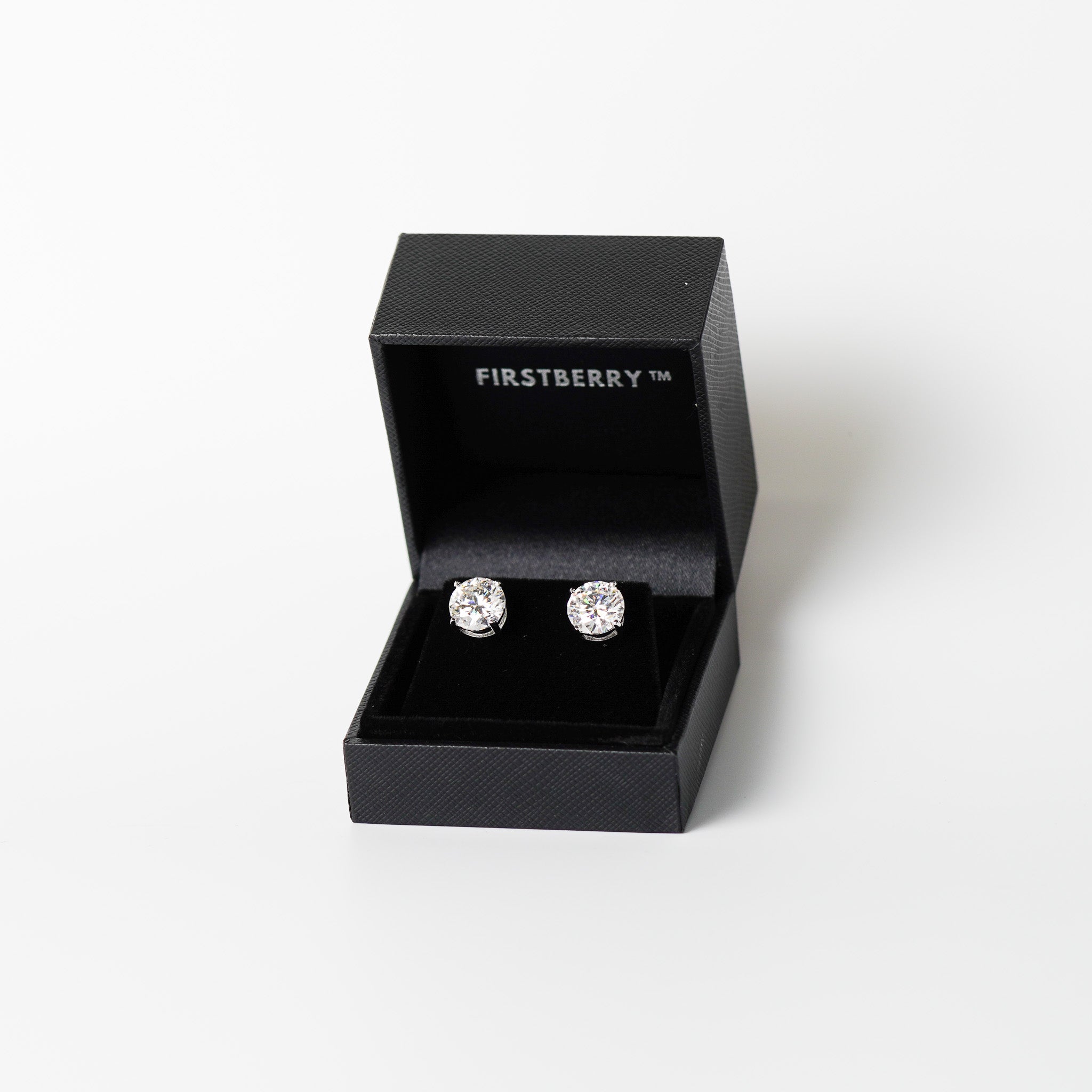 Round Solitaire Stud Earrings - Moissanites